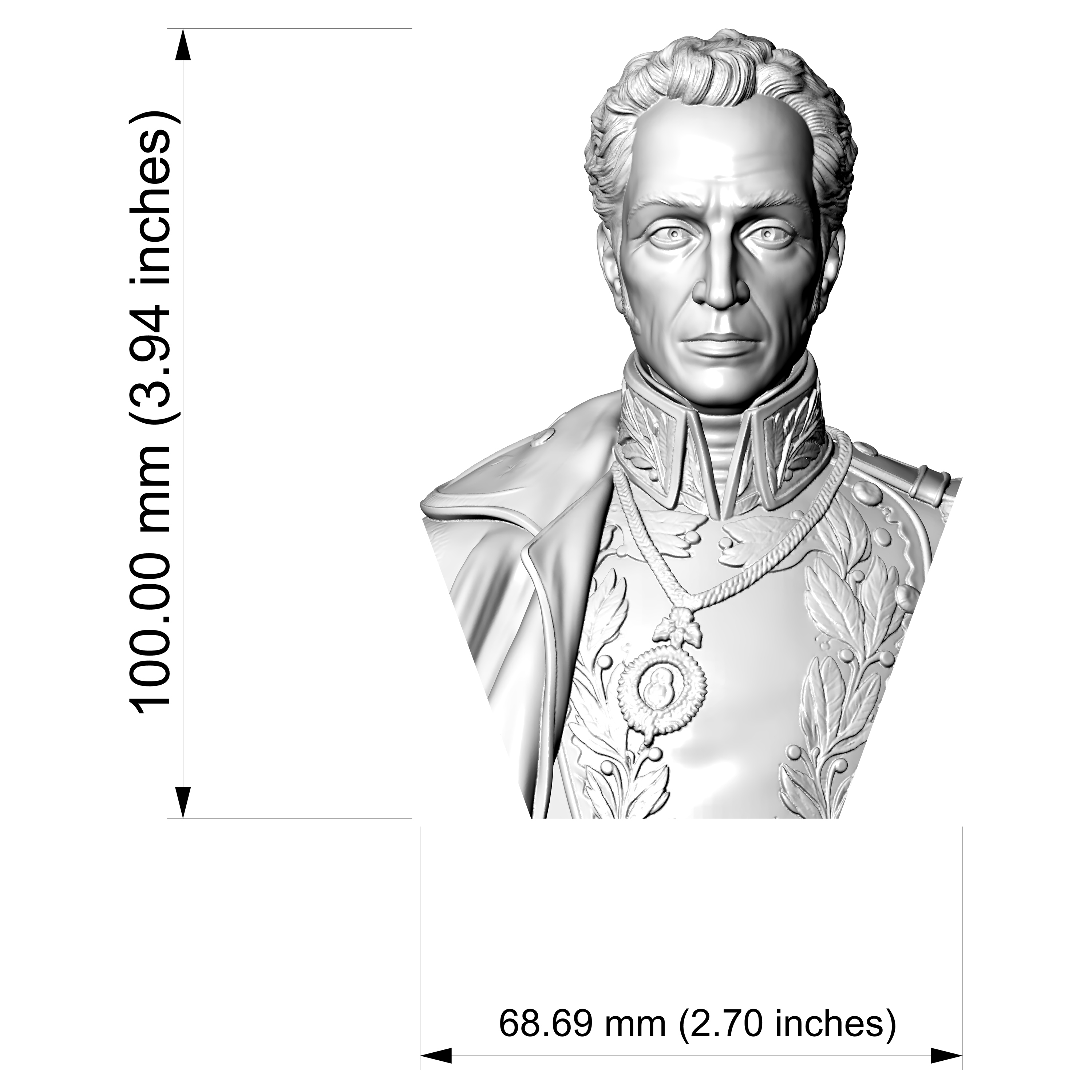 Simón Bolívar 3D Printable Bust 3D Model