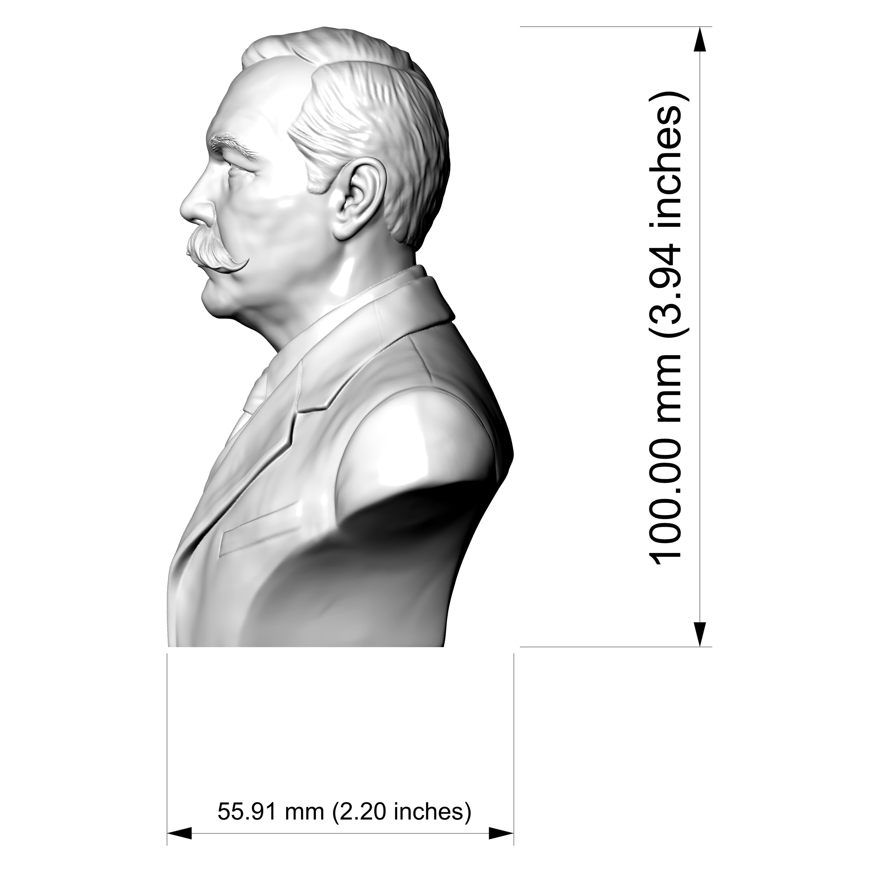 Sir Arthur Conan Doyle 3D Printable Bust 3D Model