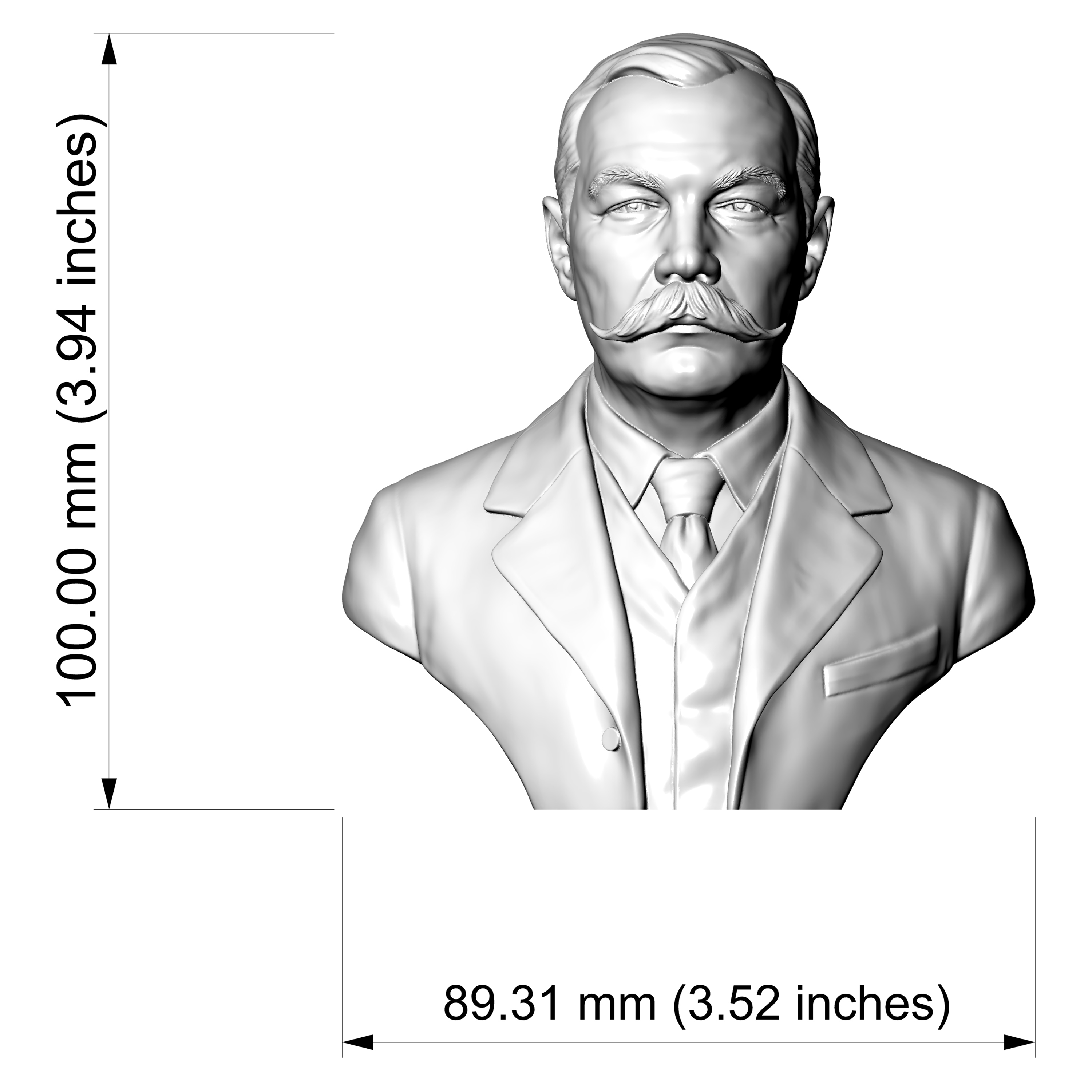 Sir Arthur Conan Doyle 3D Printable Bust 3D Model
