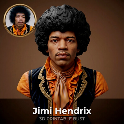 Jimi Hendrix 3D Printable Bust