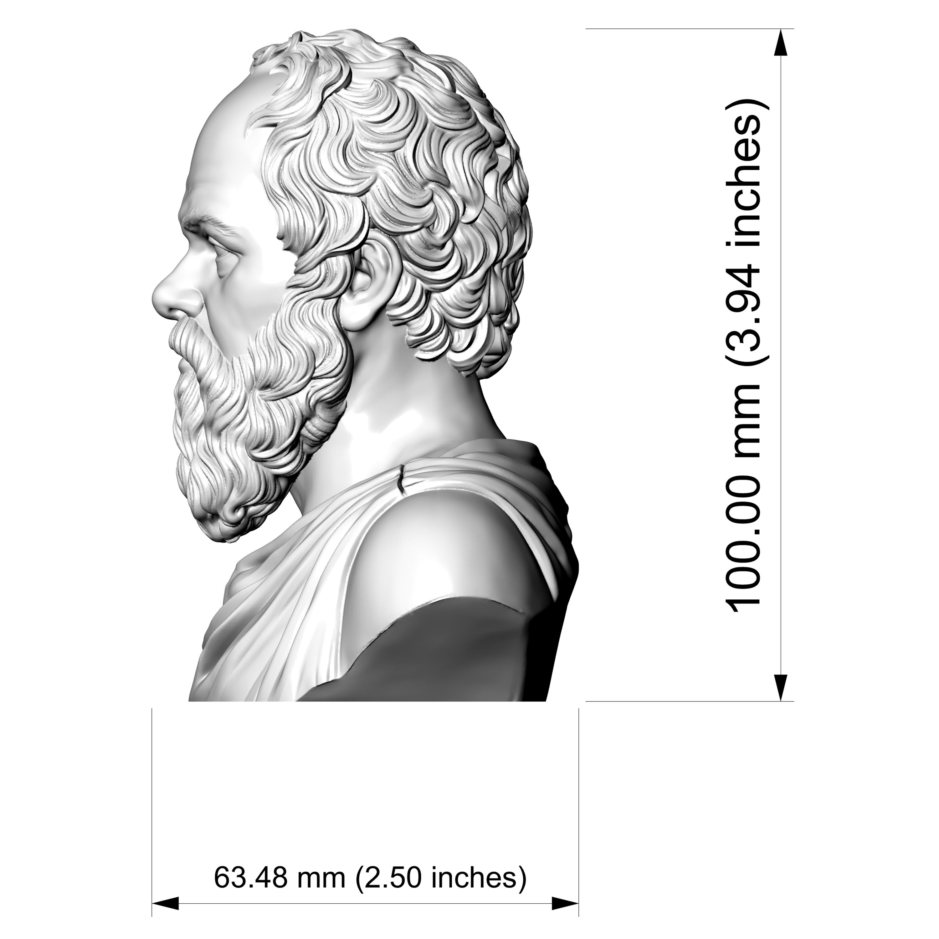 Socrates Greek Philosopher Bust 3D Model