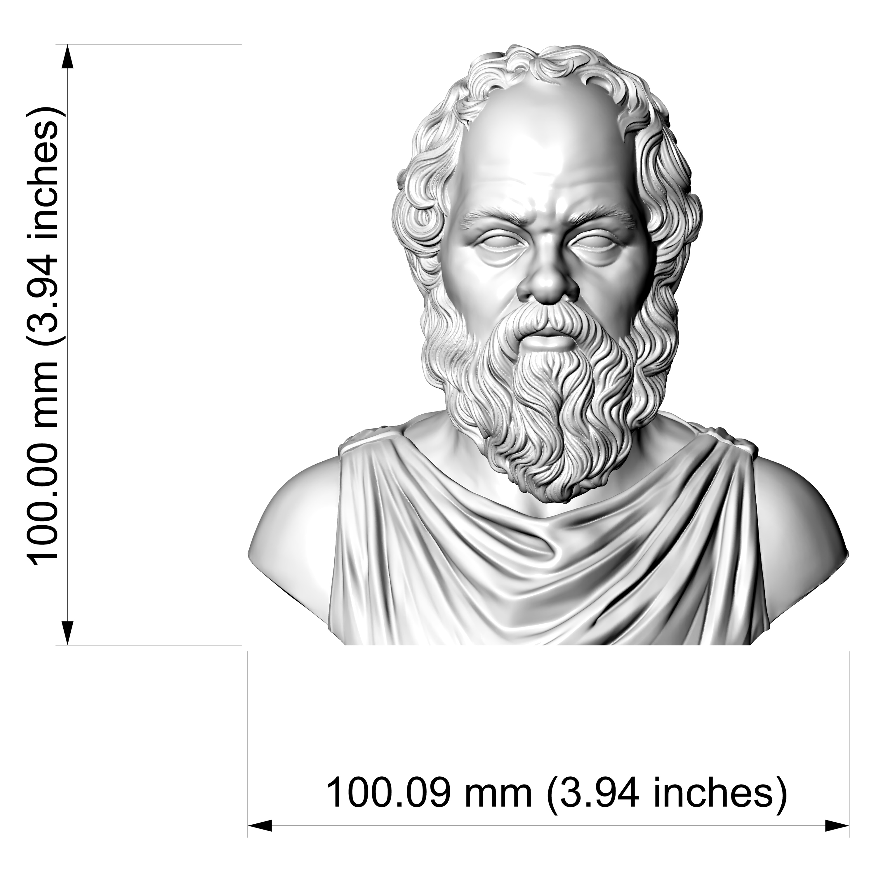 Socrates Greek Philosopher Bust 3D Model
