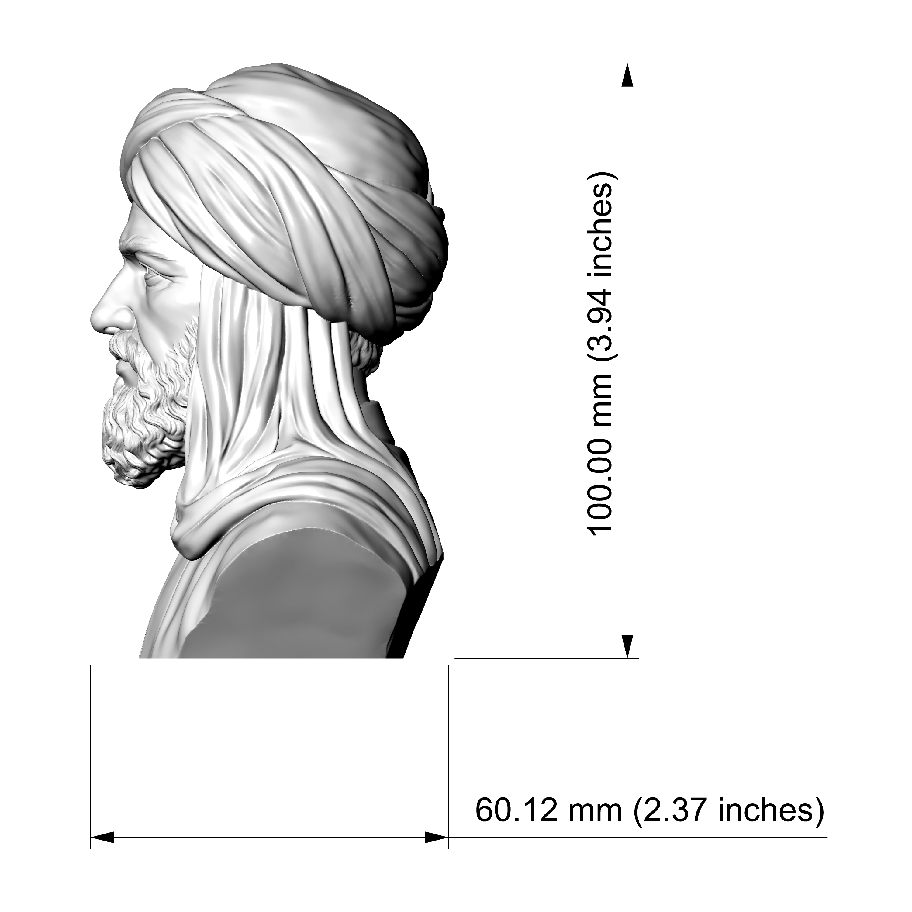 Averroes Ibn Rushd Philosopher 3D Printable Bust 3D Model