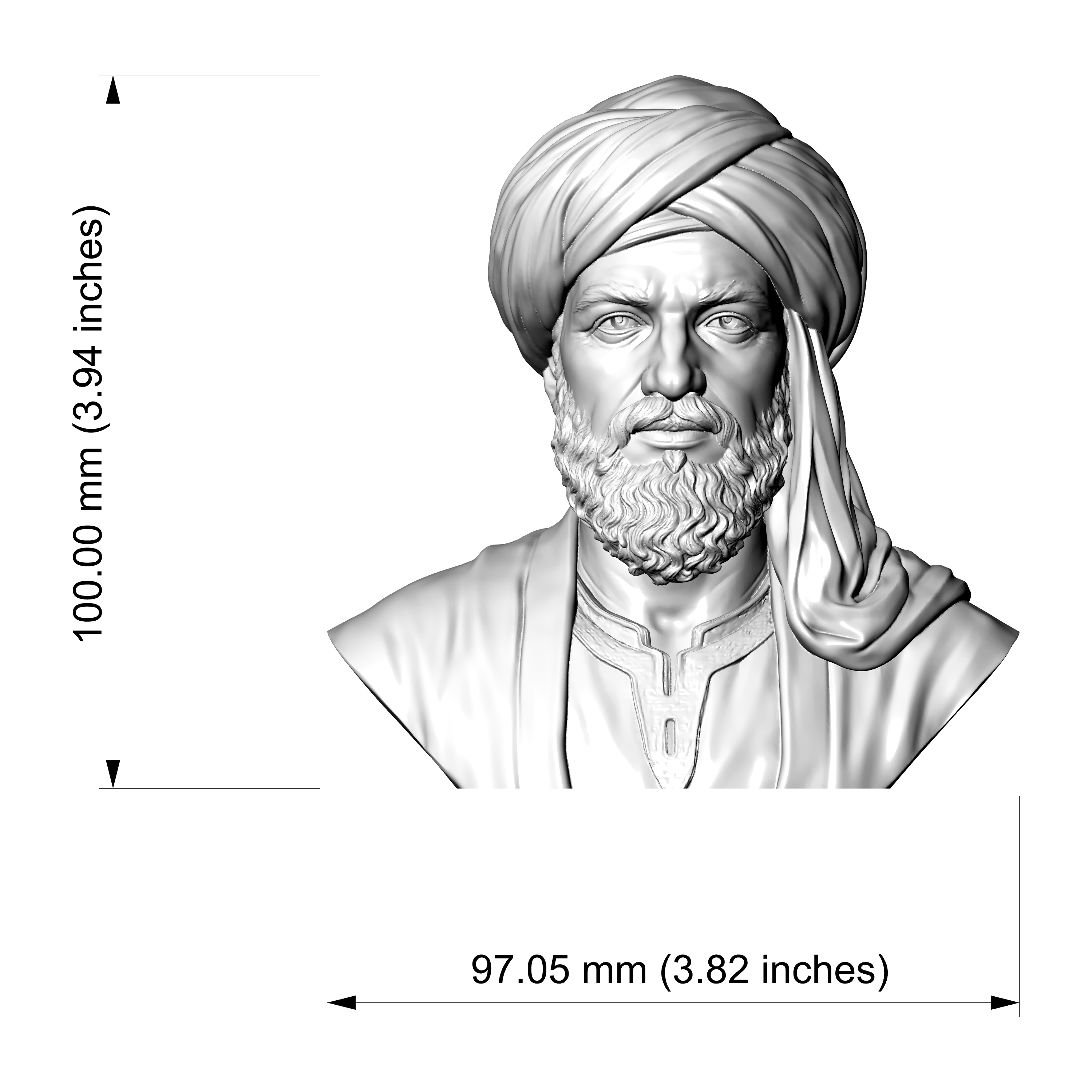 Averroes Ibn Rushd Philosopher 3D Printable Bust 3D Model