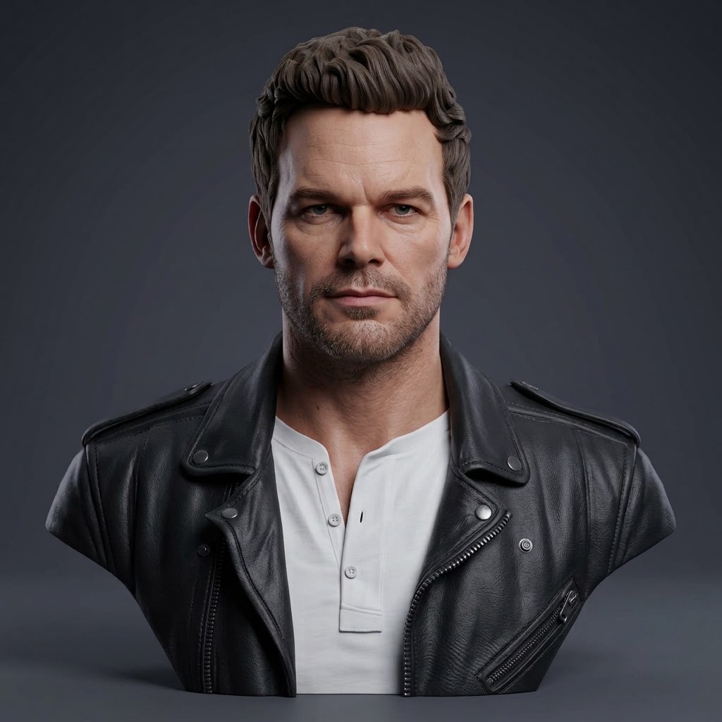 Star-Lord Peter Quill Chris Pratt 3D Printable Bust 3D Model