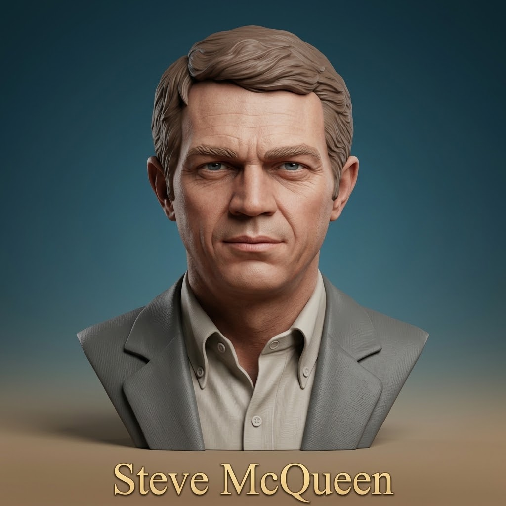 Steve McQueen 3D Printable Bust 3D Model