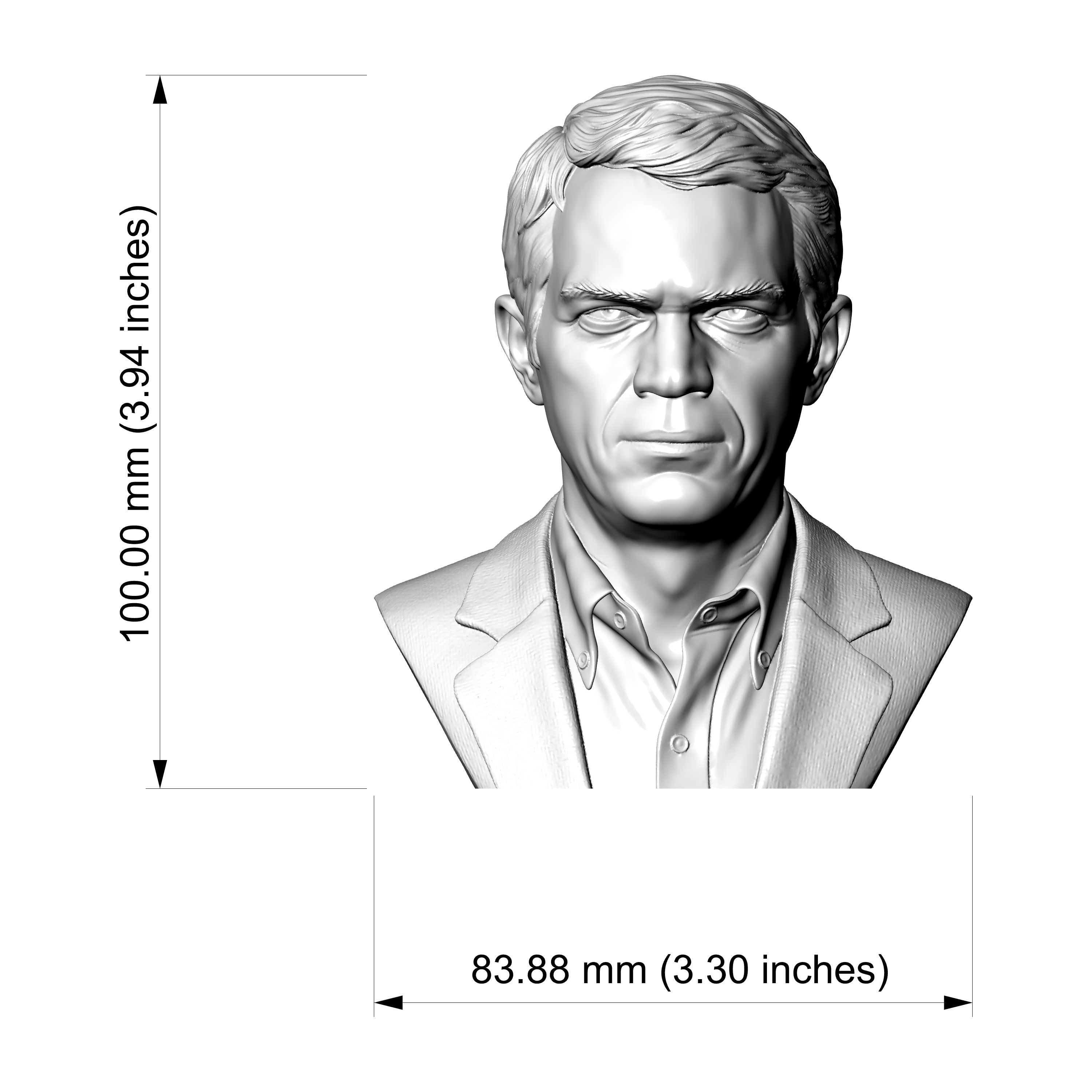 Steve McQueen 3D Printable Bust 3D Model
