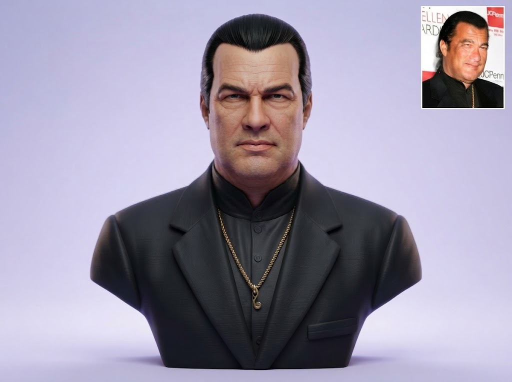 Steven Seagal Portrait Bust 3D Printable 3D Model