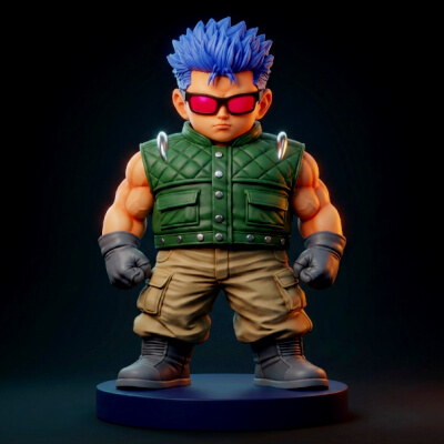Stylized Anime Muscle Fighter Chibi Figurine 3D Print Model