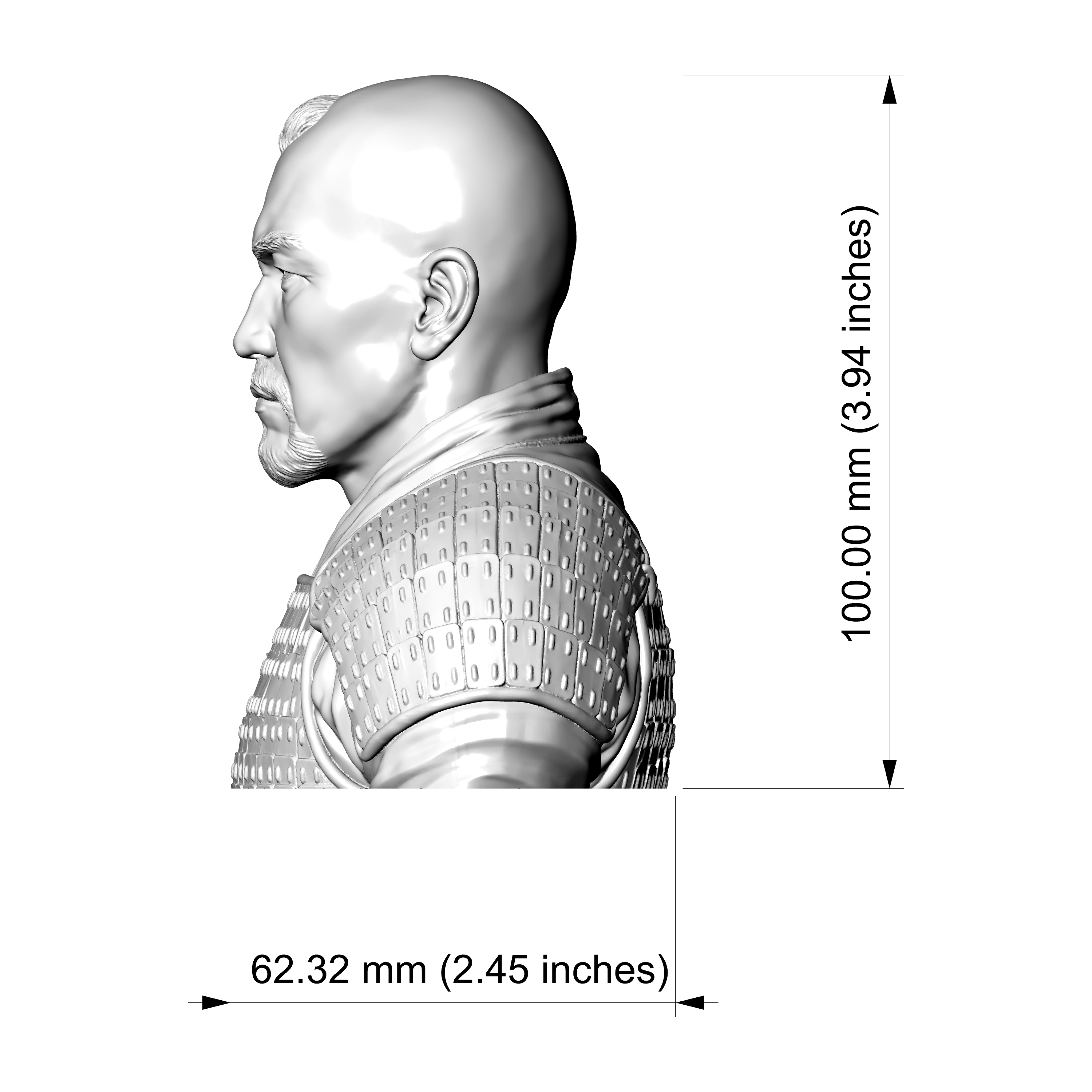 Subutai Mongol 3D Printable Bust 3D Model