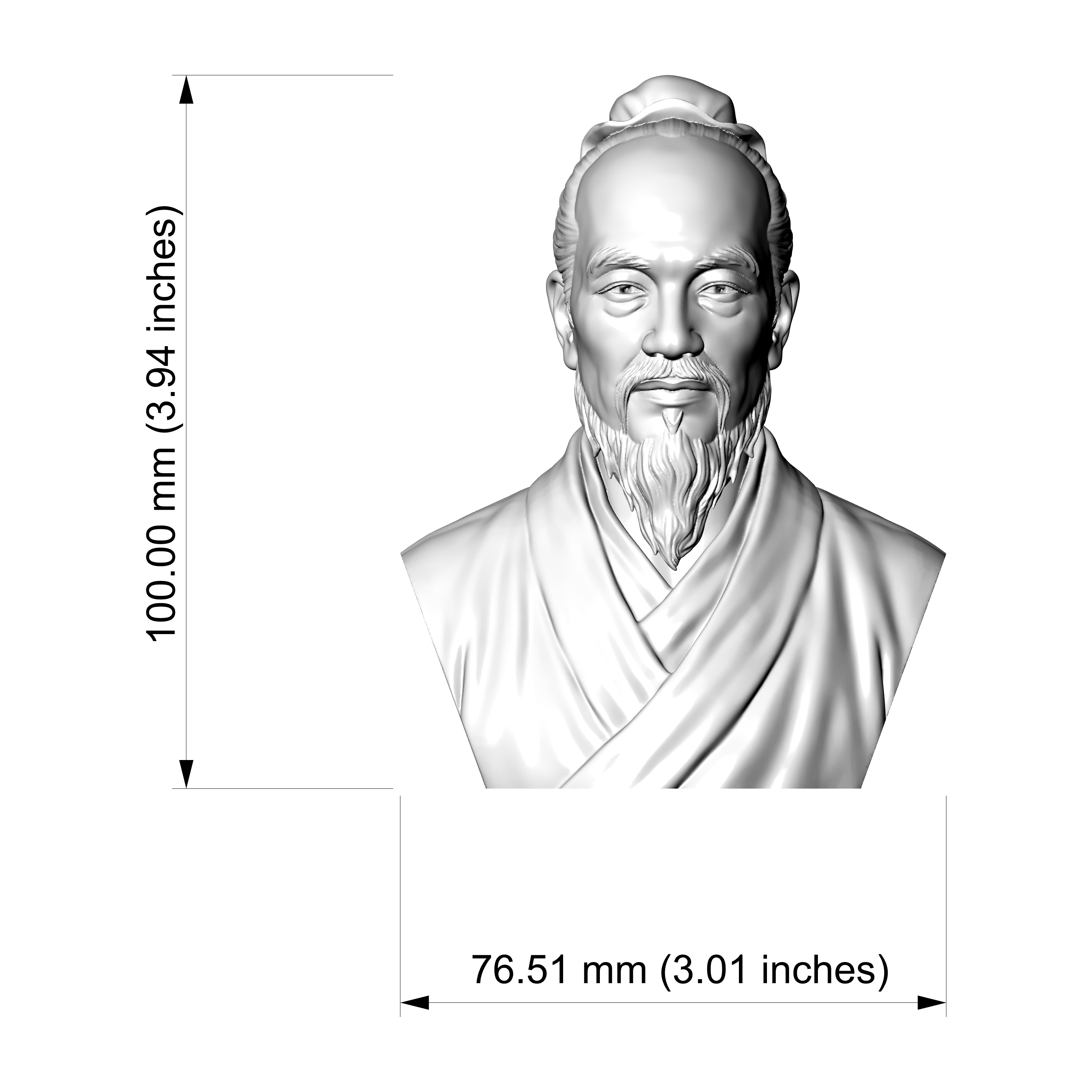 Sun Tzu 3D Printable Bust 3D Model