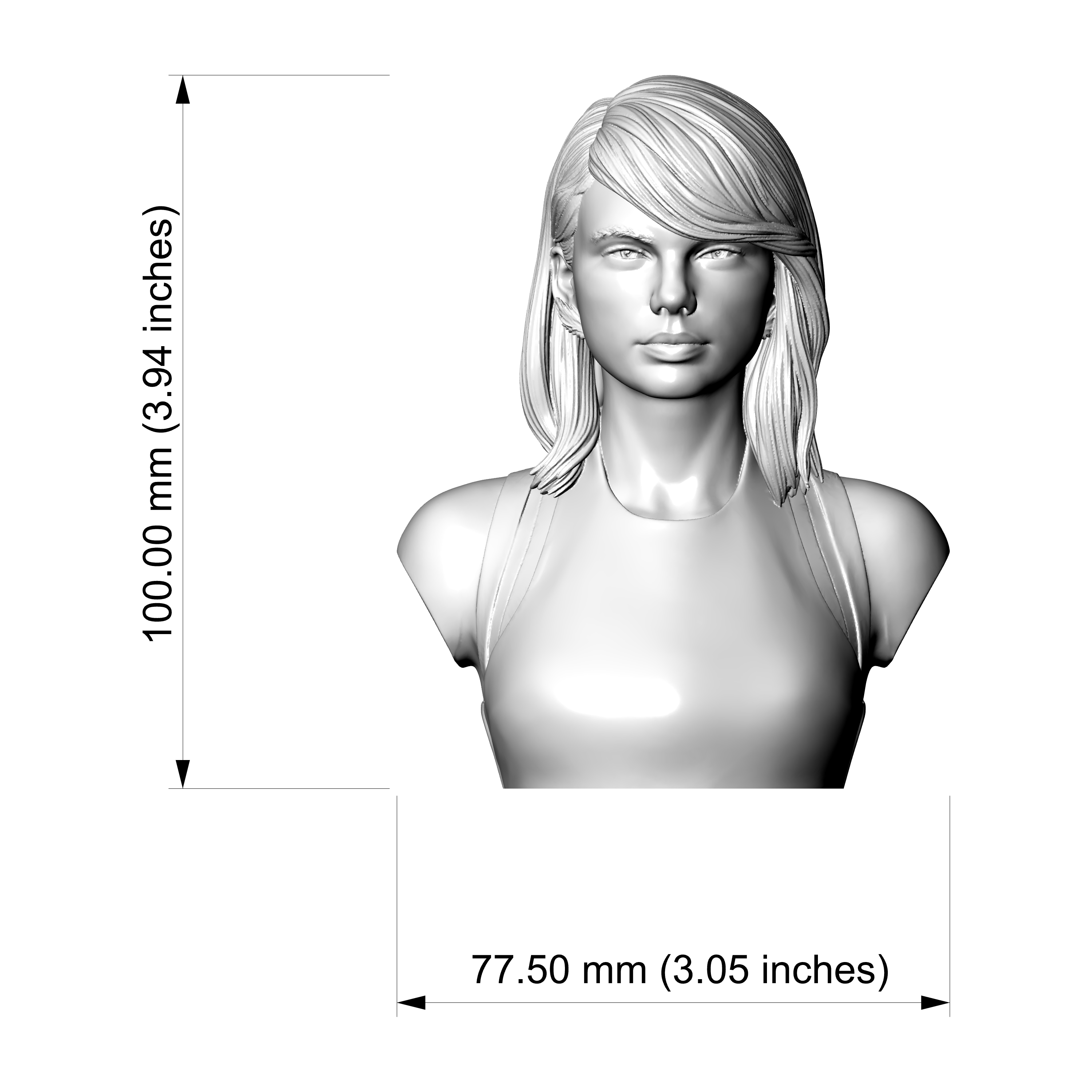 Taylor Swift 3D Printable Bust 3D Model