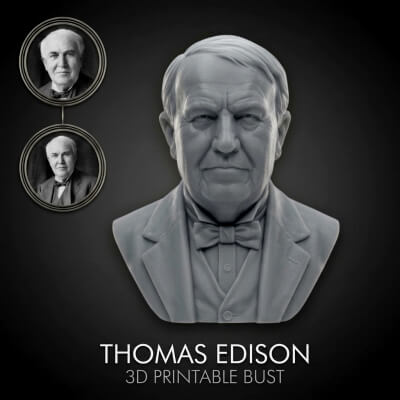 Thomas Edison 3D Printable Bust