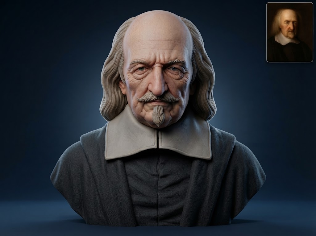 Thomas Hobbes Bust 3D Printable Model 3D Model