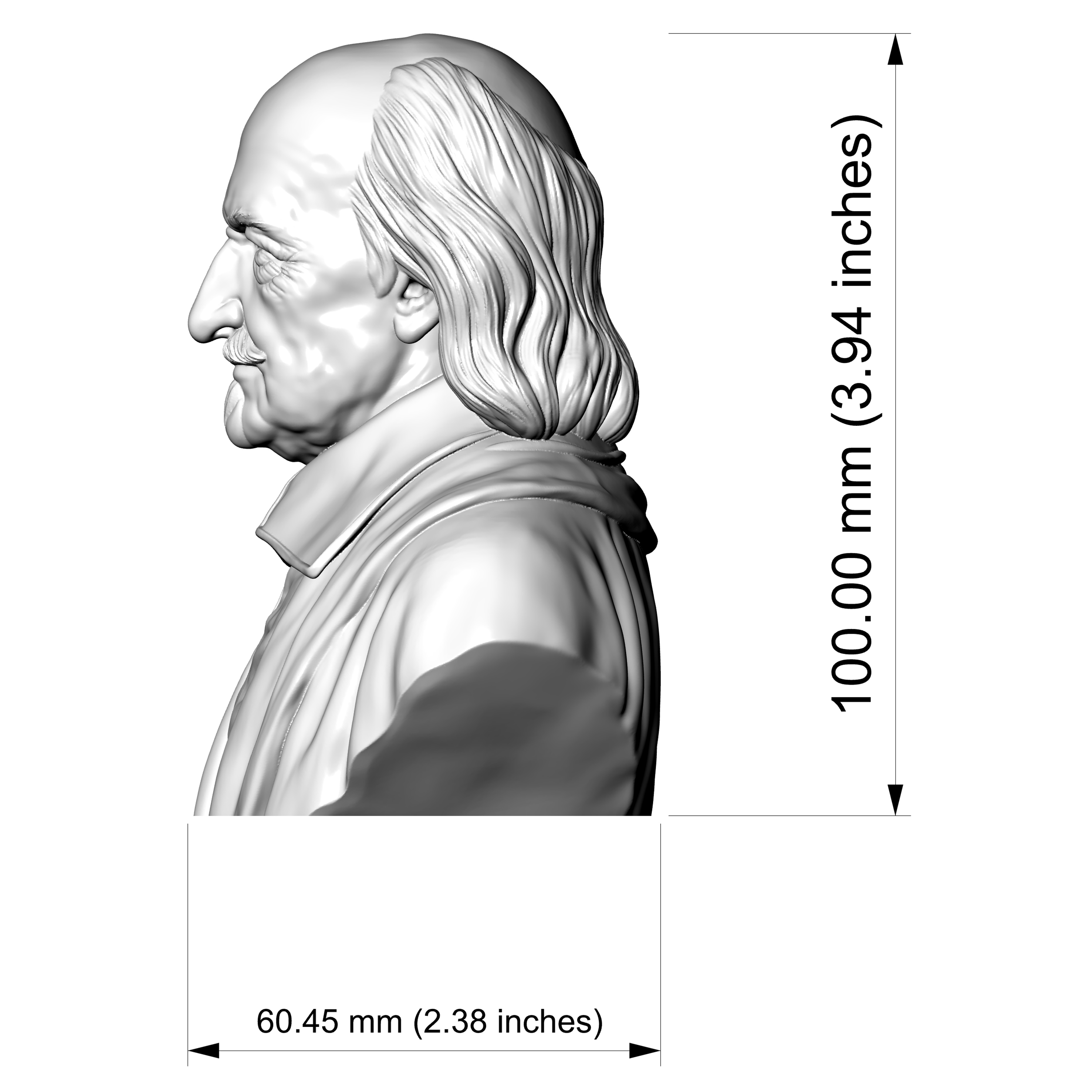 Thomas Hobbes Bust 3D Printable Model 3D Model