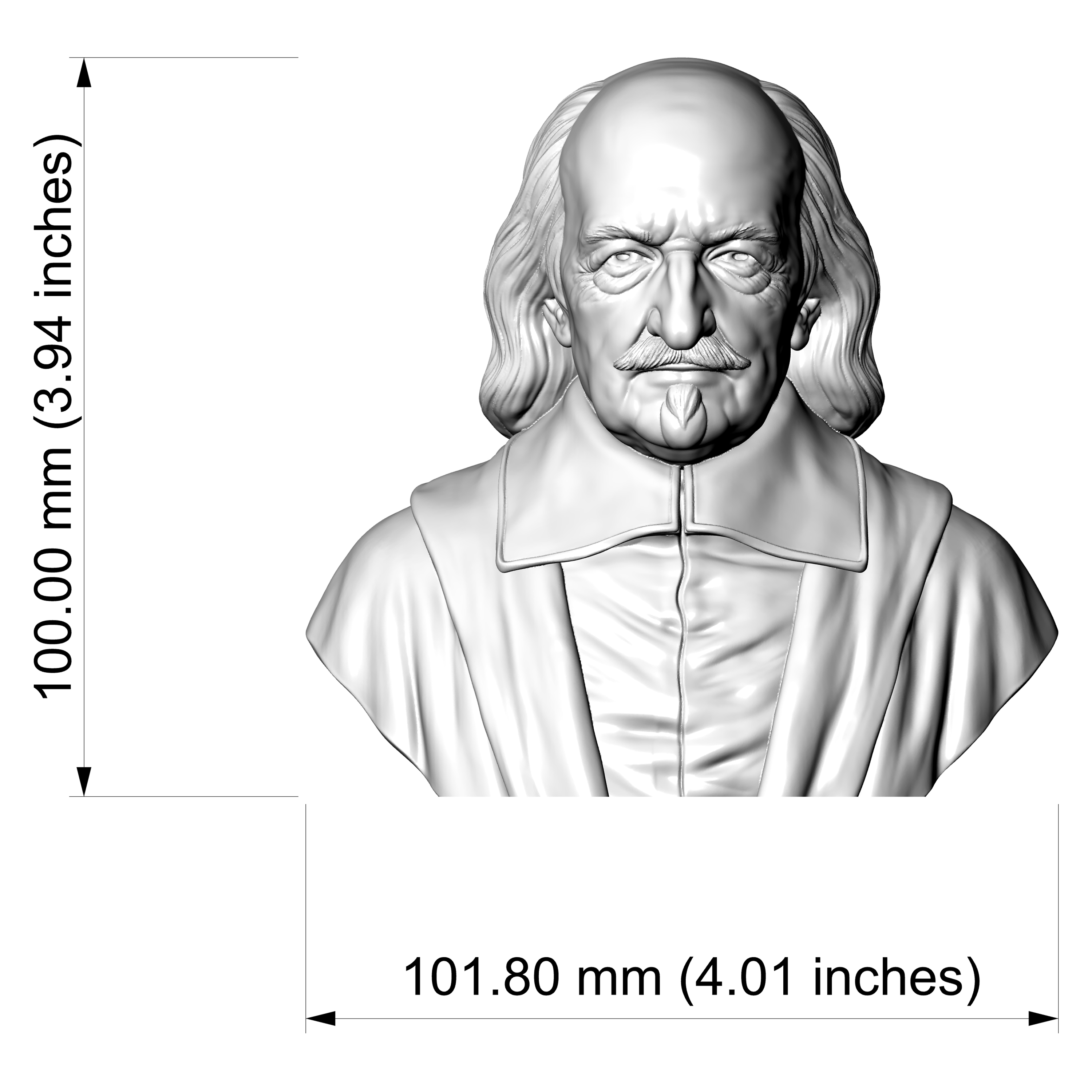 Thomas Hobbes Bust 3D Printable Model 3D Model