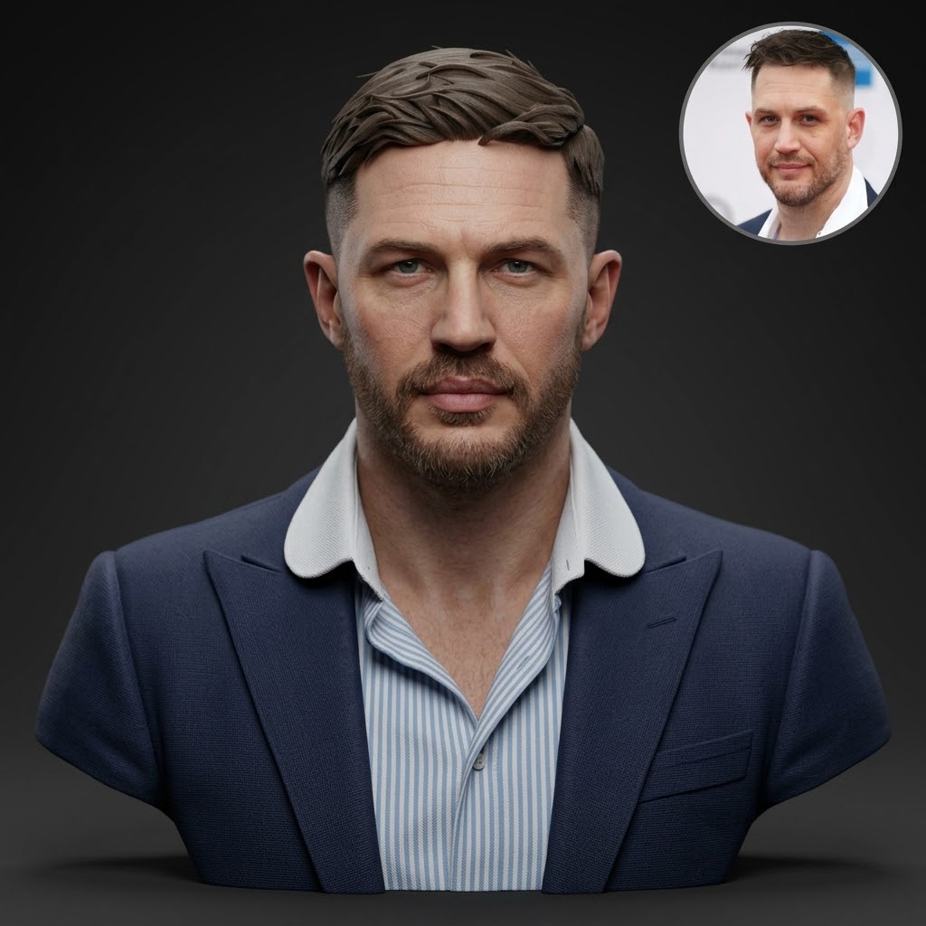 Tom Hardy 3D Printable Bust 3D Model