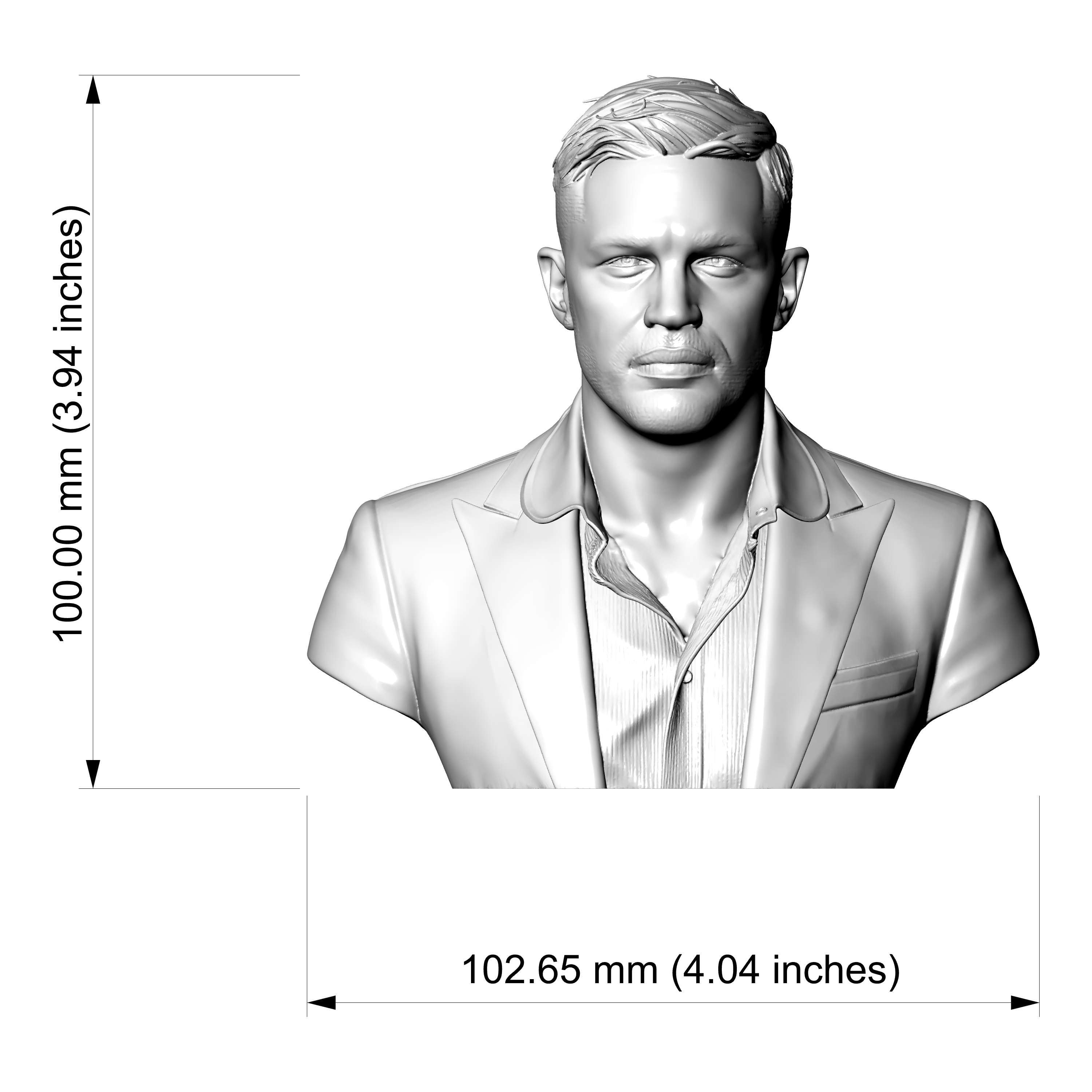 Tom Hardy 3D Printable Bust 3D Model