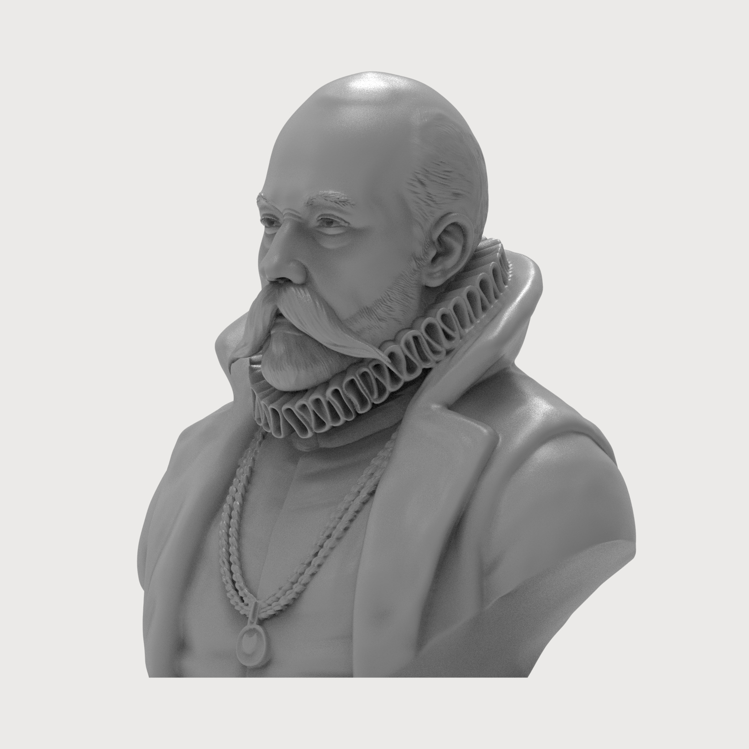 Tycho Brahe 3D Printable Bust 3D Model