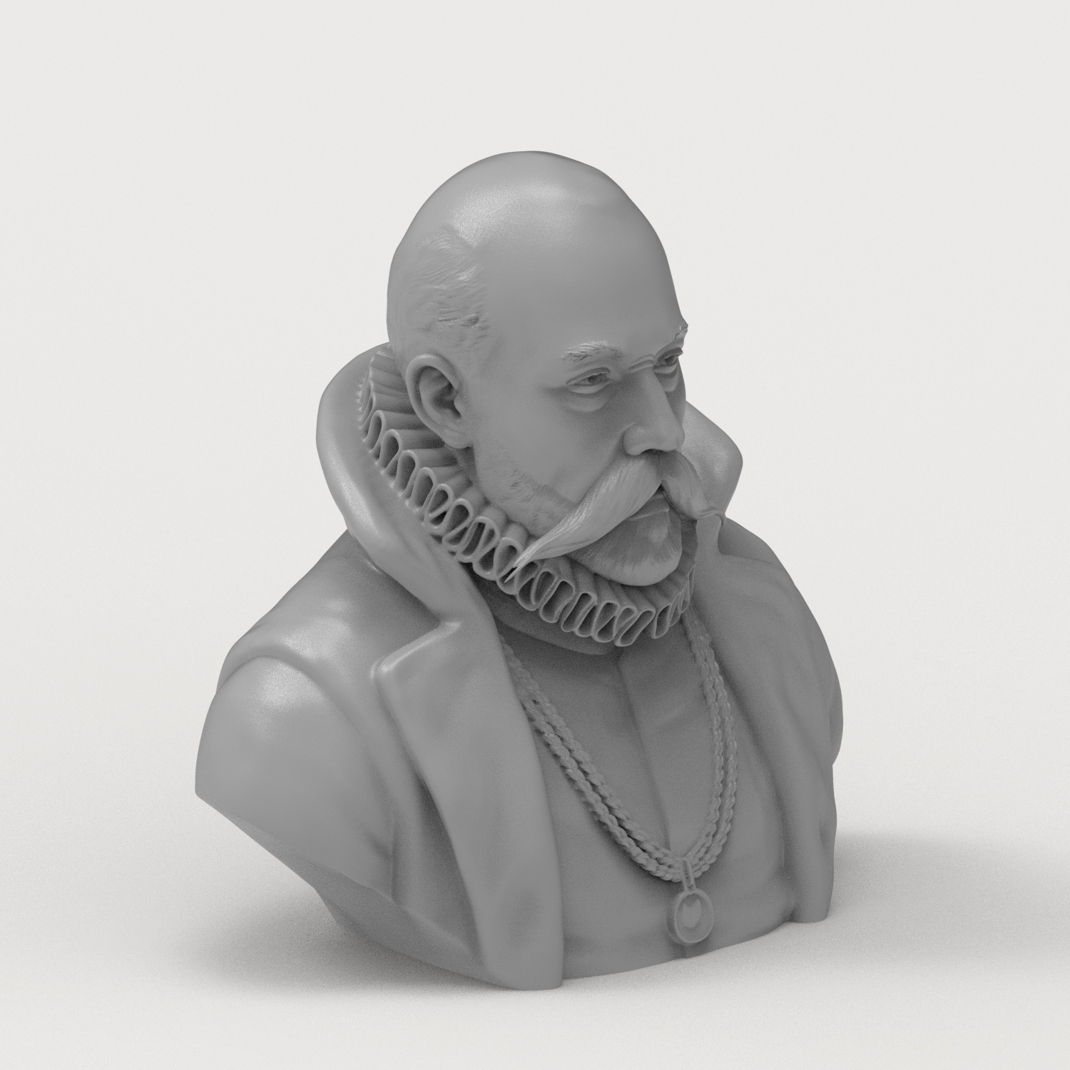 Tycho Brahe 3D Printable Bust 3D Model