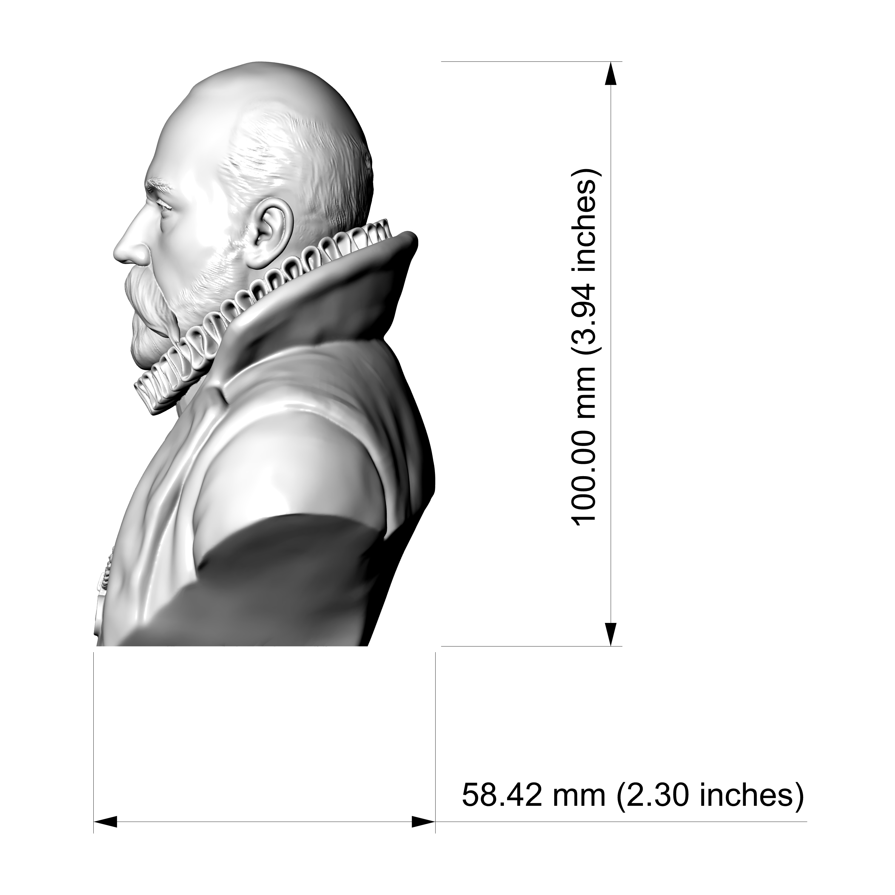 Tycho Brahe 3D Printable Bust 3D Model