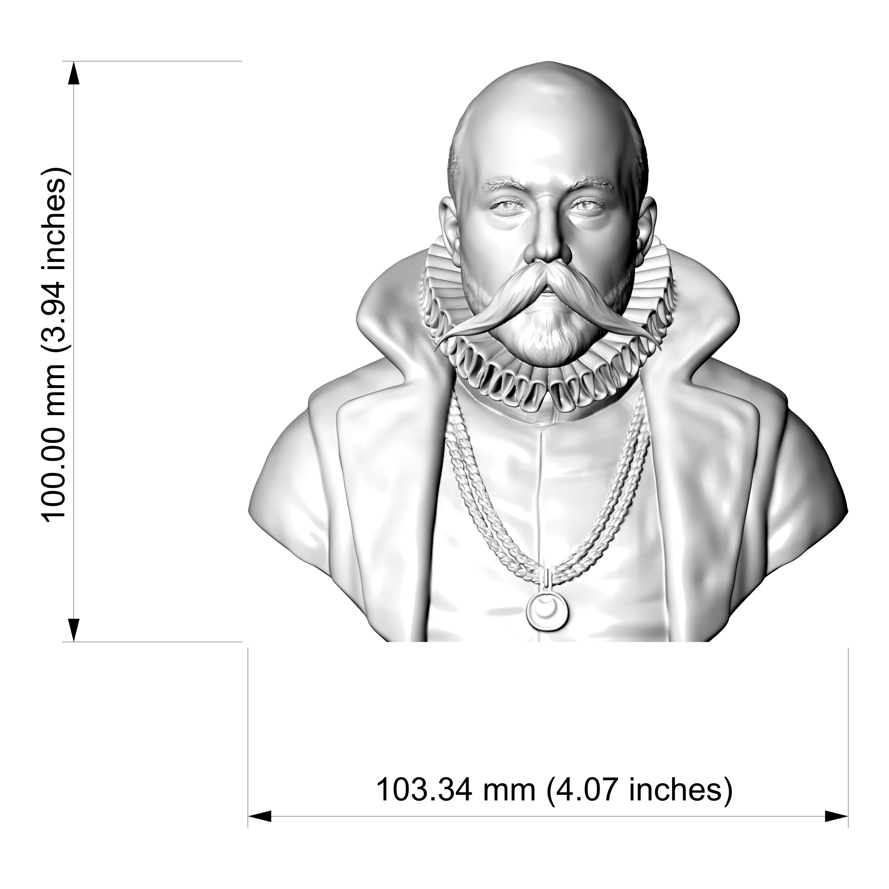 Tycho Brahe 3D Printable Bust 3D Model