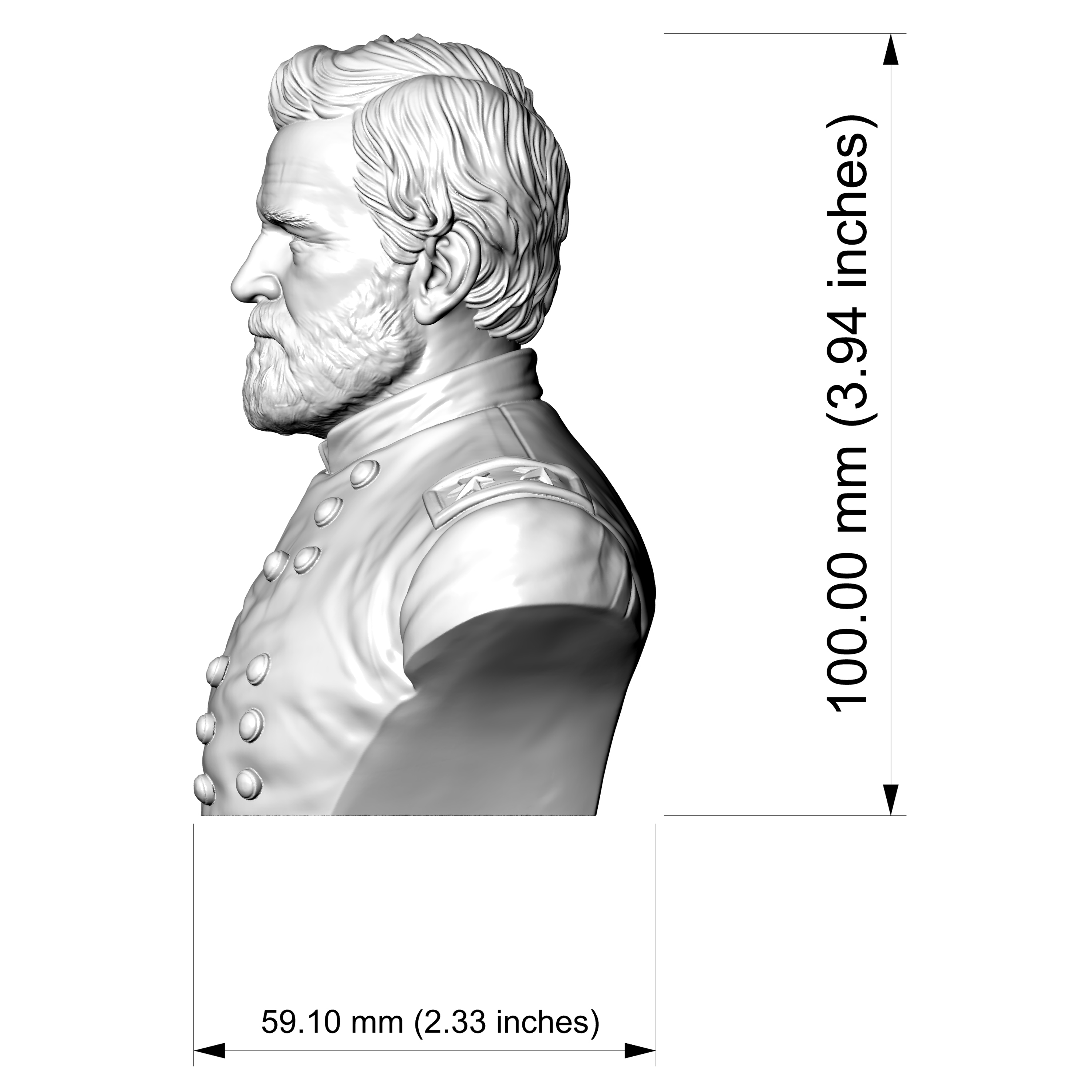 Ulysses S Grant Civil War General Historical Bust 3D Model