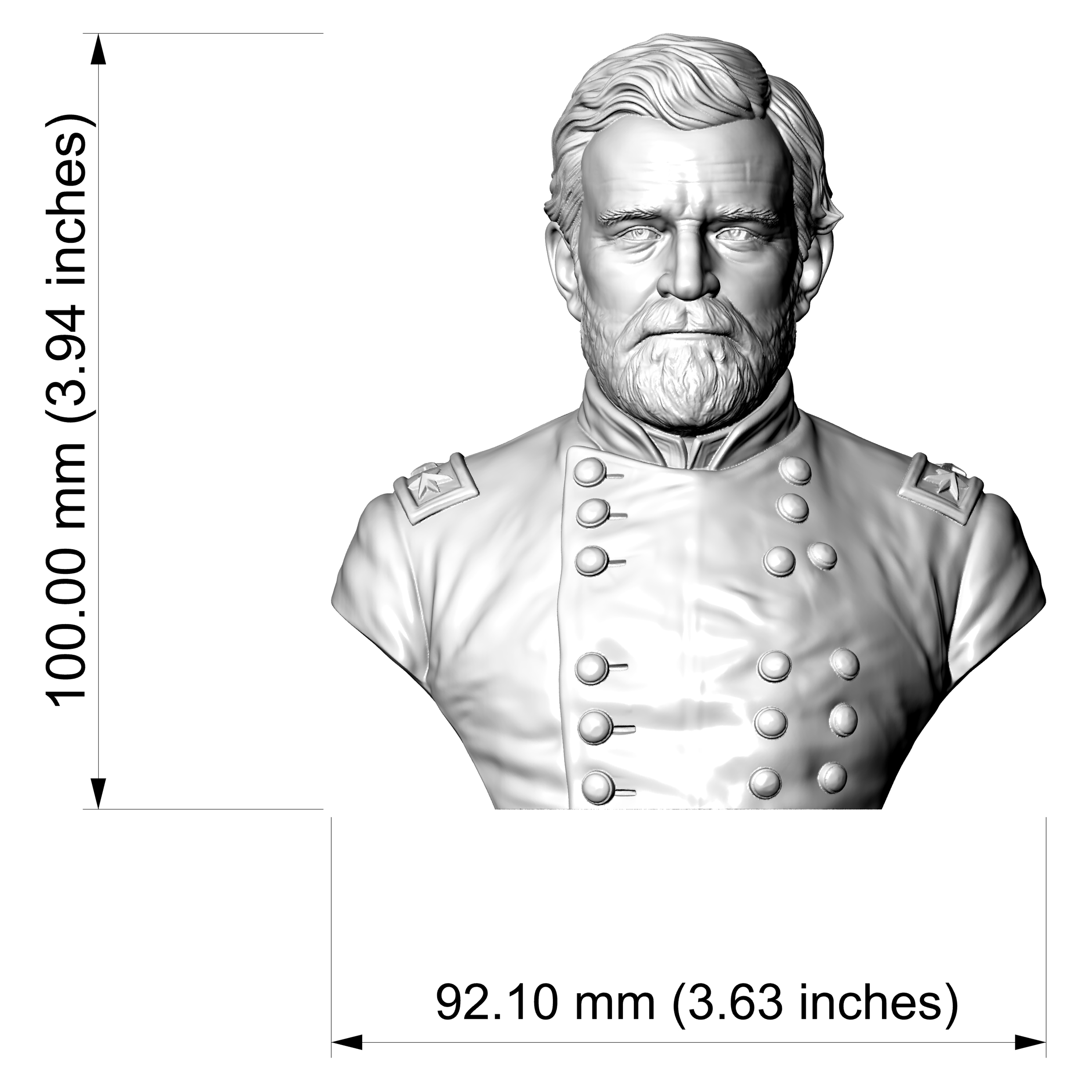 Ulysses S Grant Civil War General Historical Bust 3D Model