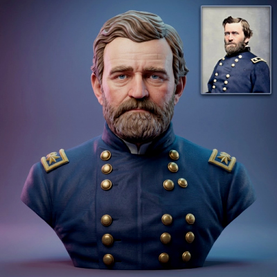 Ulysses S Grant Civil War General Historical Bust