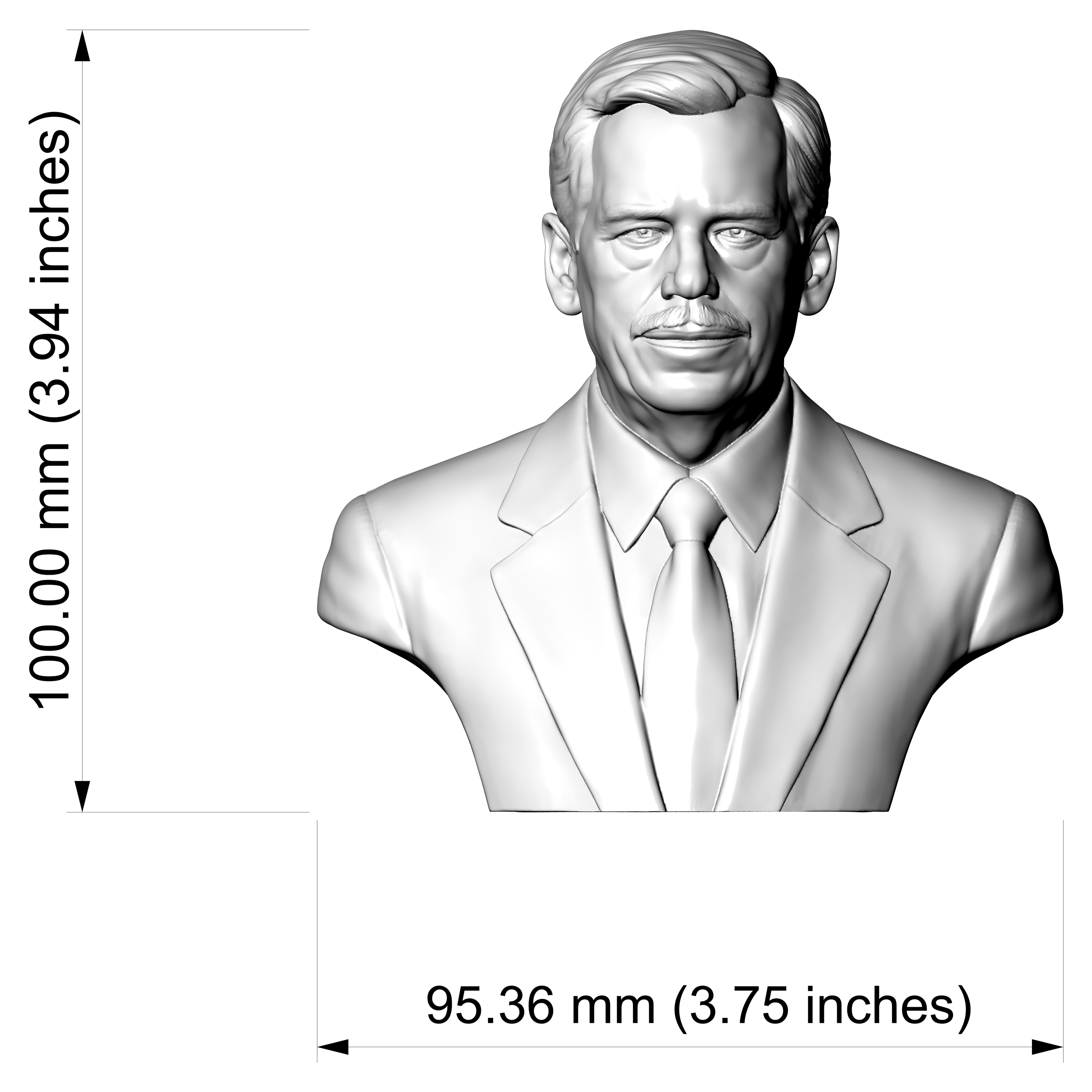 V&aacuteclav Havel 3D Printable Bust 3D Model