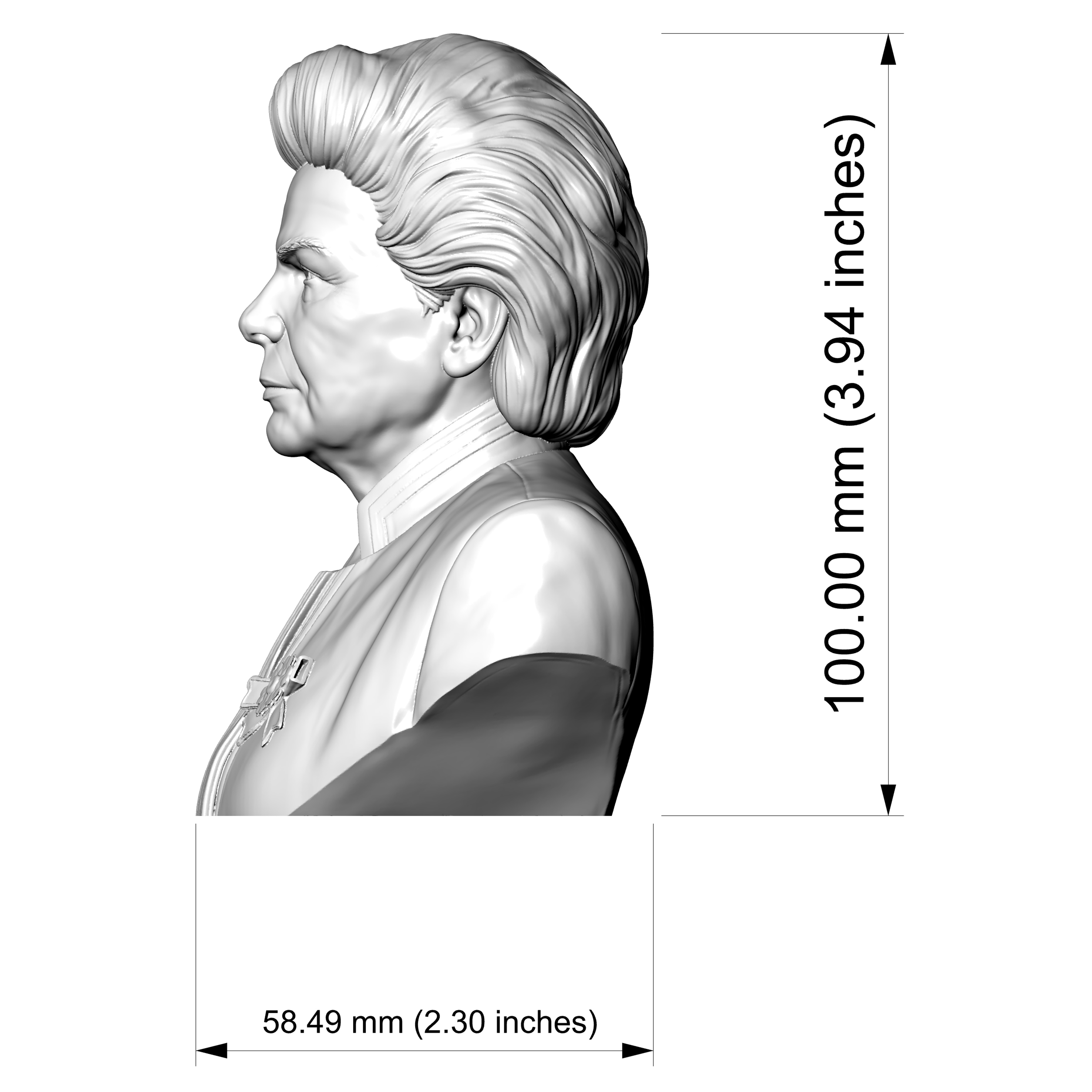 Valentina Tereshkova First Woman in Space Bust 3D Model