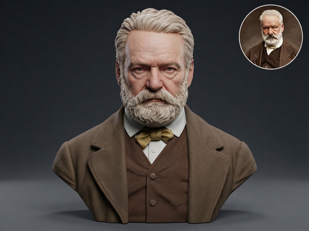 Victor Hugo 3D Printable Bust 3D Model