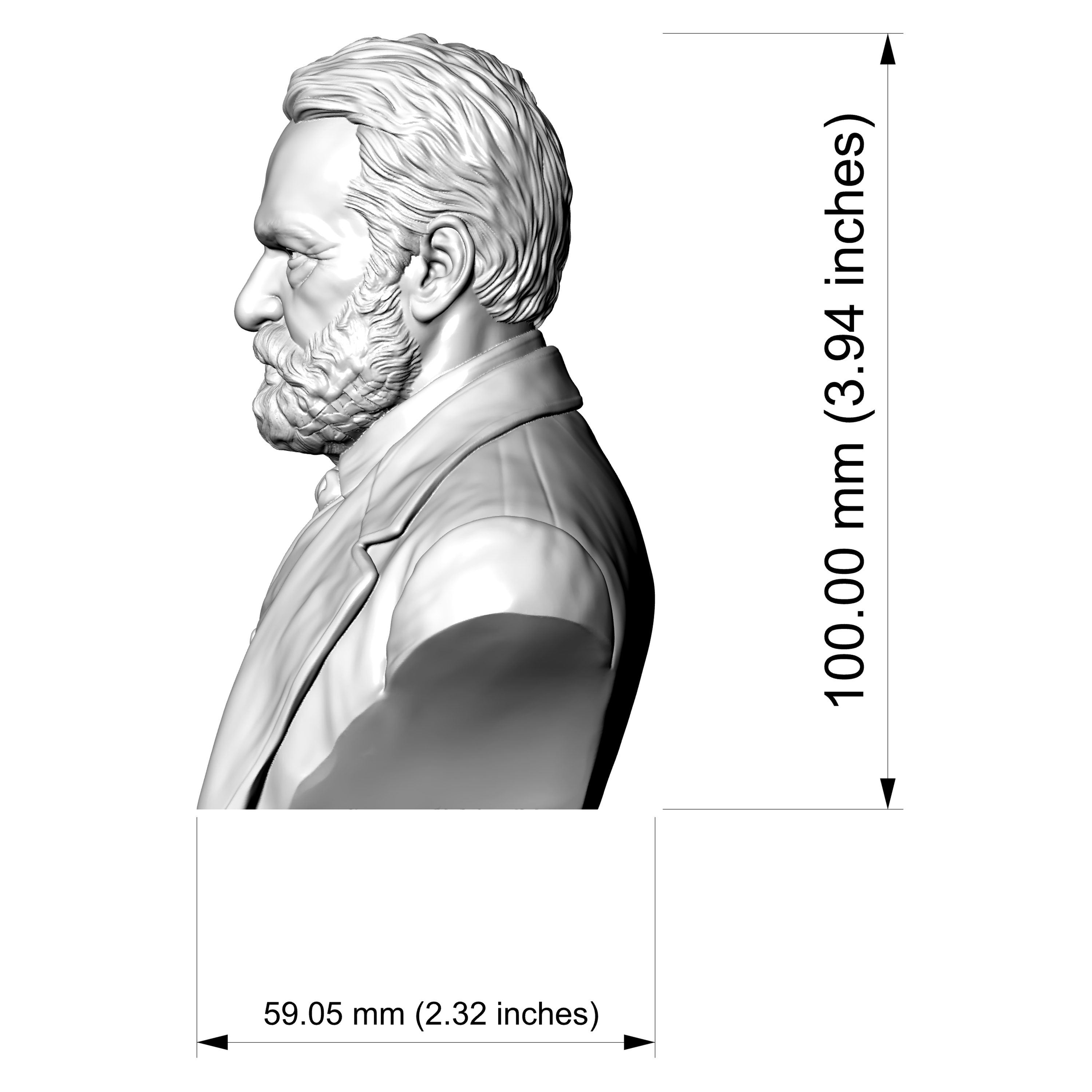 Victor Hugo 3D Printable Bust 3D Model