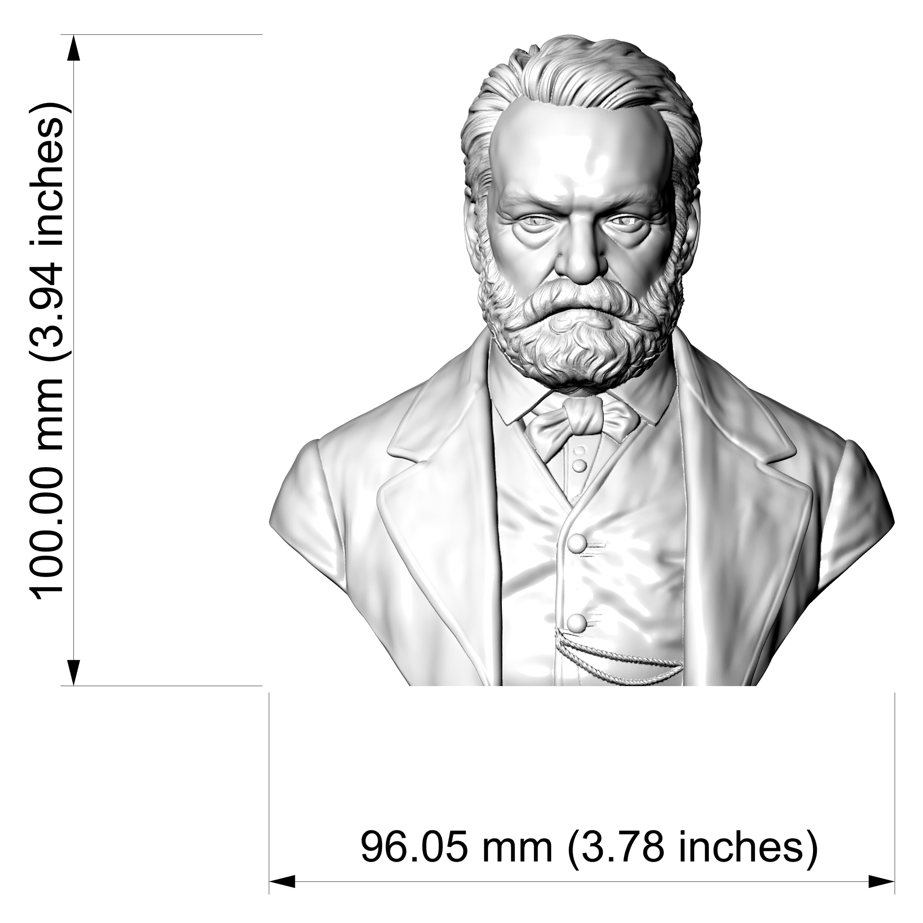 Victor Hugo 3D Printable Bust 3D Model