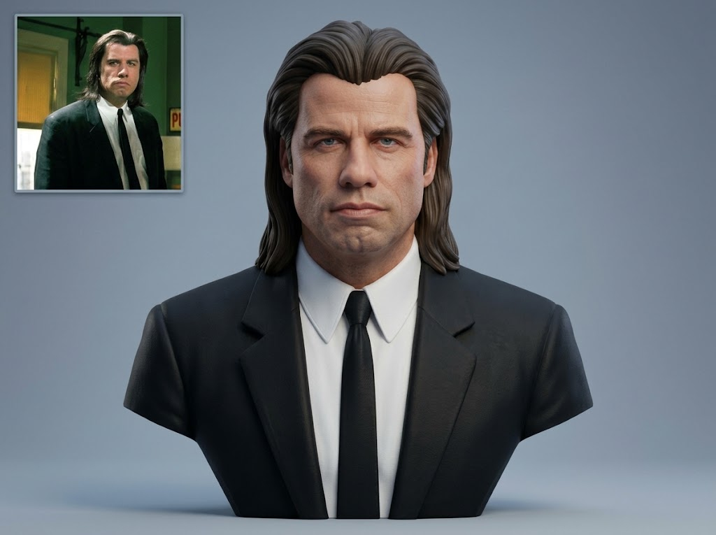 Vincent Vega Pulp Fiction 3D Printable Bust 3D Model