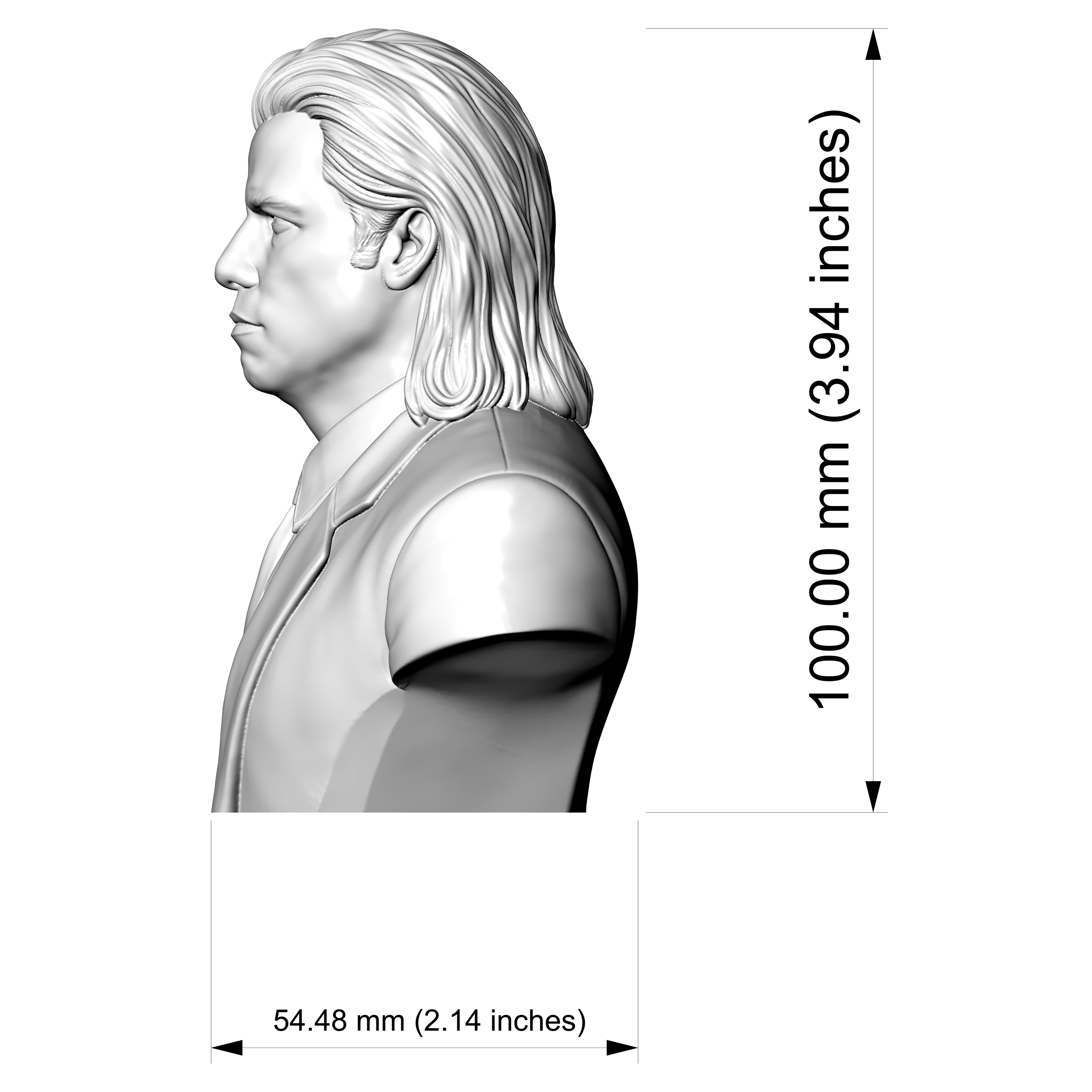 Vincent Vega Pulp Fiction 3D Printable Bust 3D Model
