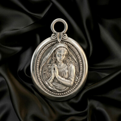 Virgin Mary "Sacred Prayer Oval Medallion"