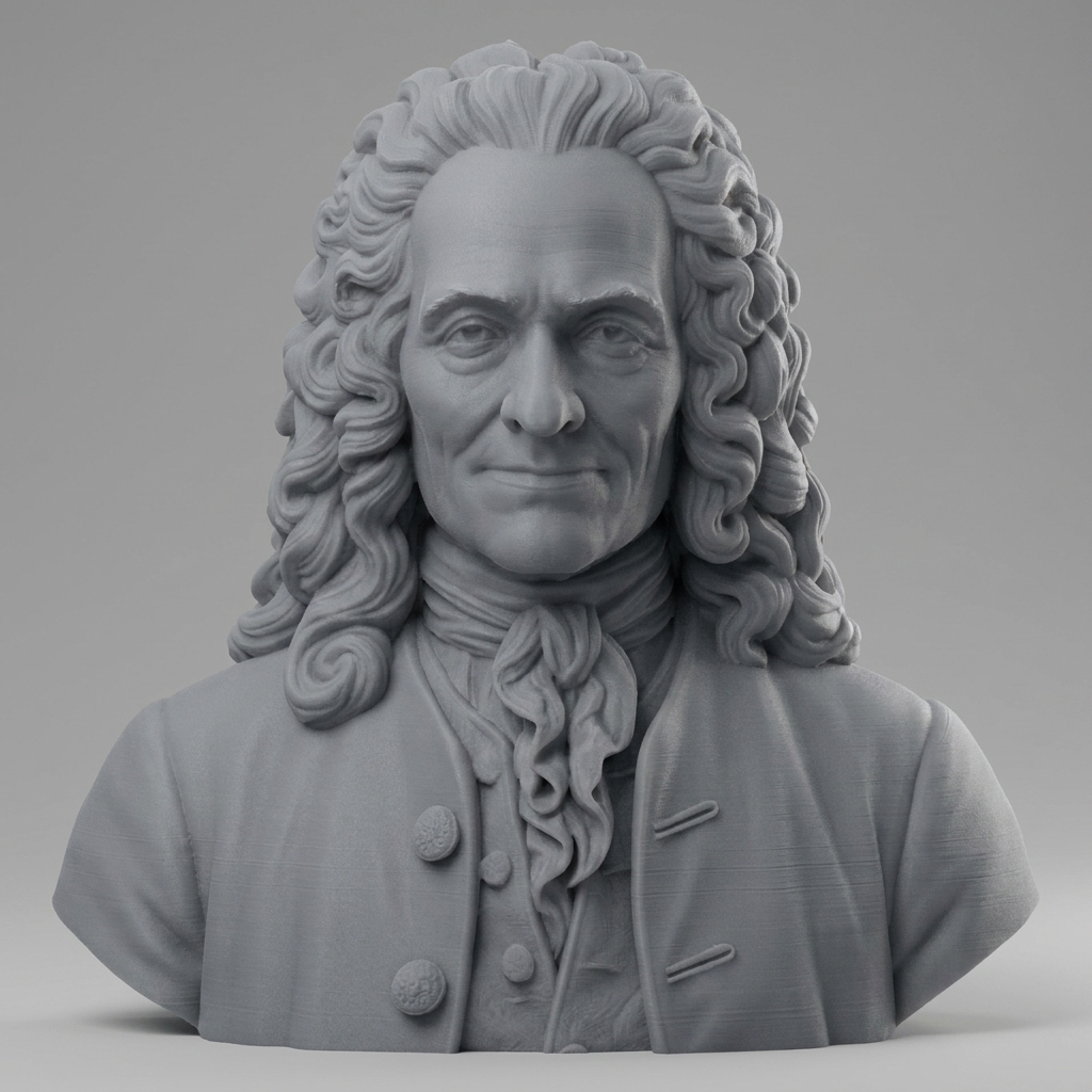 Voltaire Fran&ccedilois-Marie Arouet Bust 3D Printable 3D Model