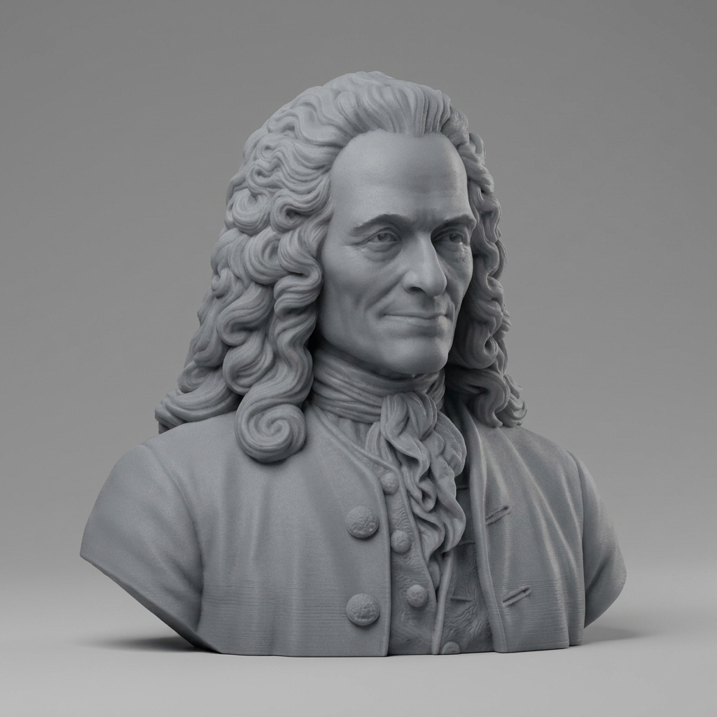 Voltaire Fran&ccedilois-Marie Arouet Bust 3D Printable 3D Model
