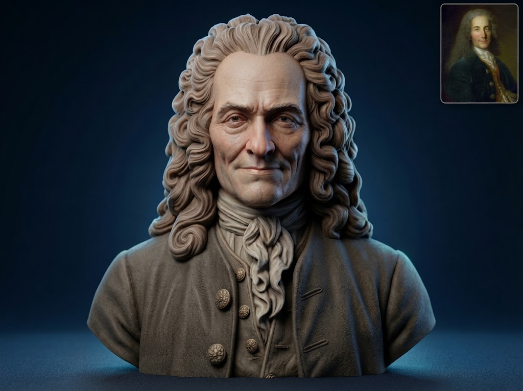 Voltaire François-Marie Arouet Bust 3D Printable 3D Model