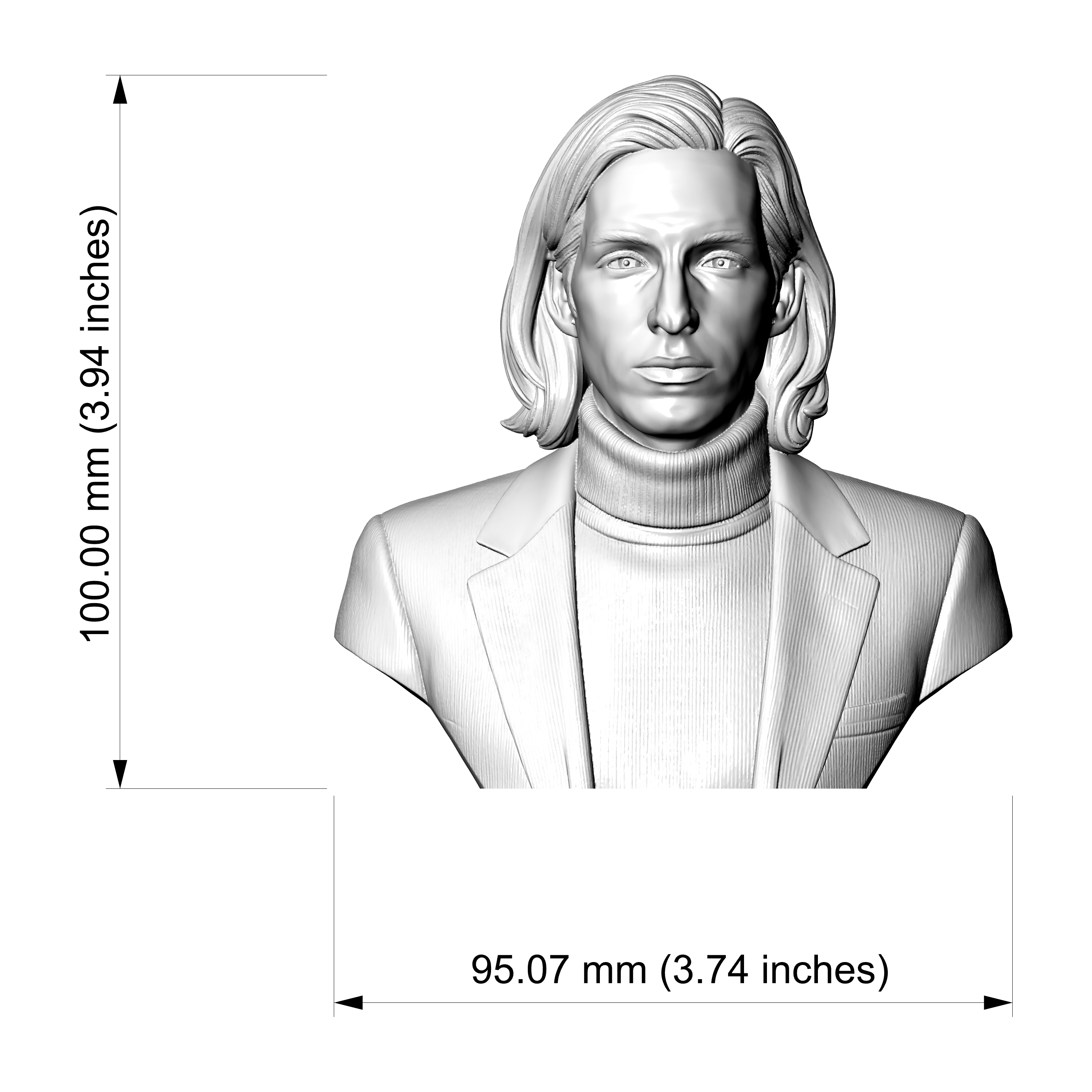 Wes Anderson 3D Printable Bust 3D Model