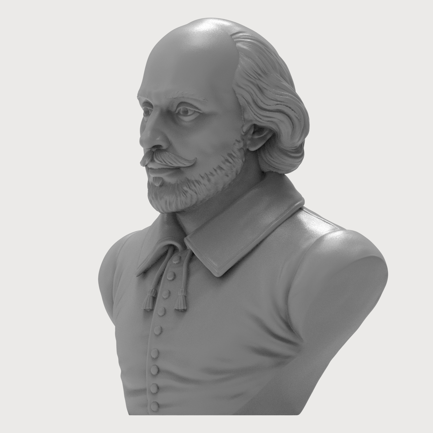 William Shakespeare 3D Printable Bust 3D Model