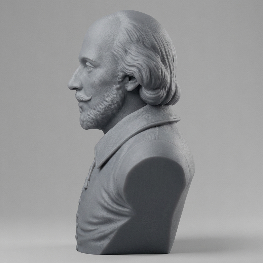 William Shakespeare 3D Printable Bust 3D Model