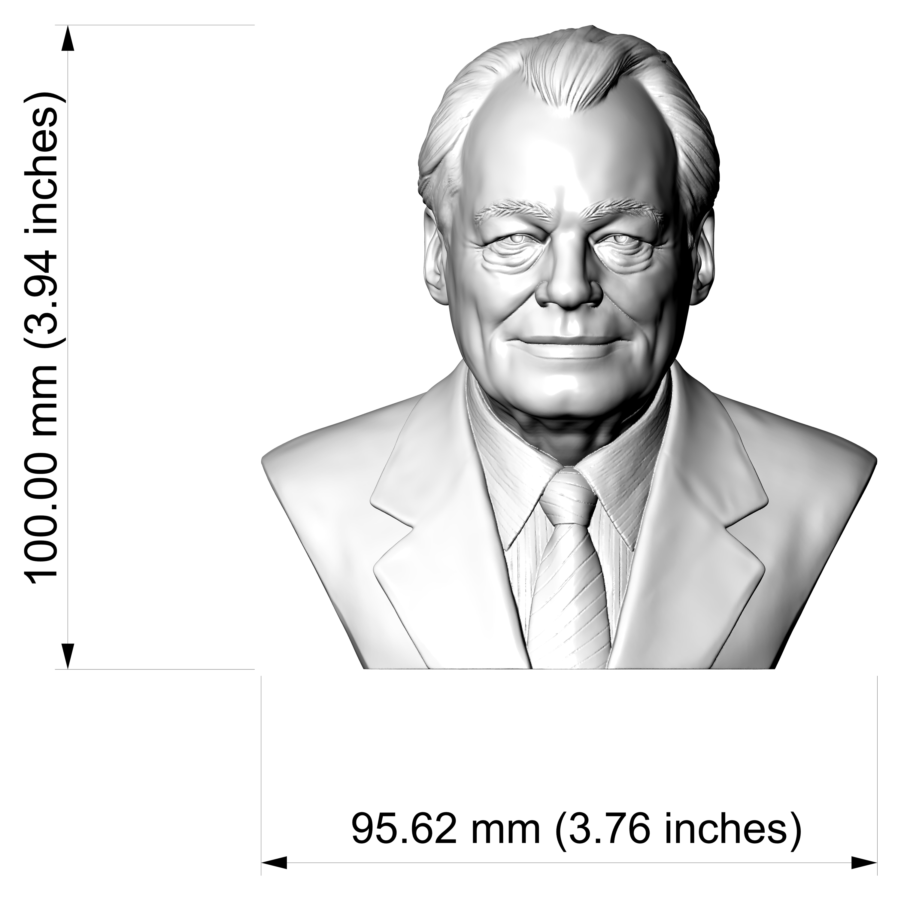Willy Brandt 3D Printable Bust 3D Model