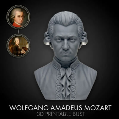 Wolfgang Amadeus Mozart 3D Printable Bust