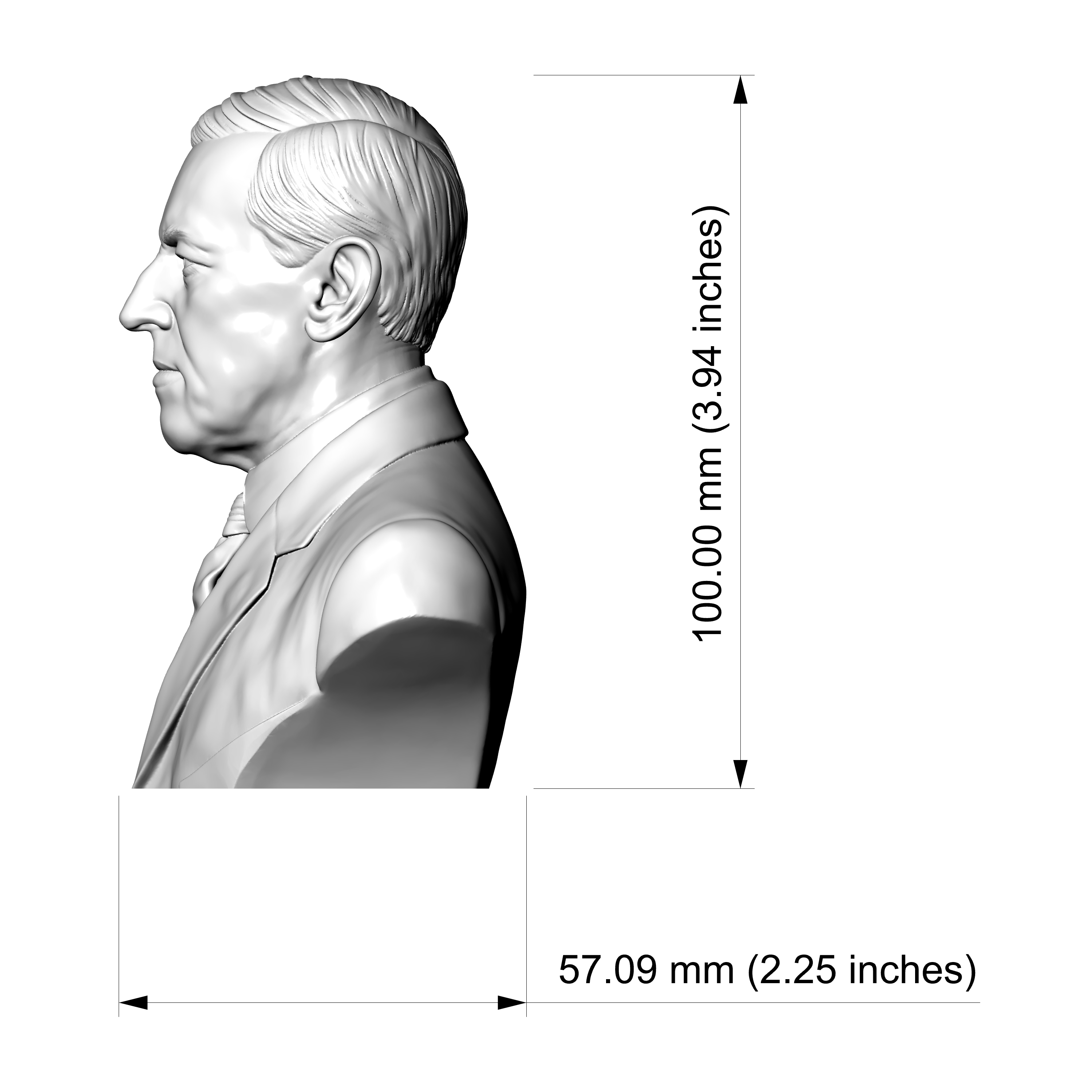 Woodrow Wilson 3D Printable Bust 3D Model