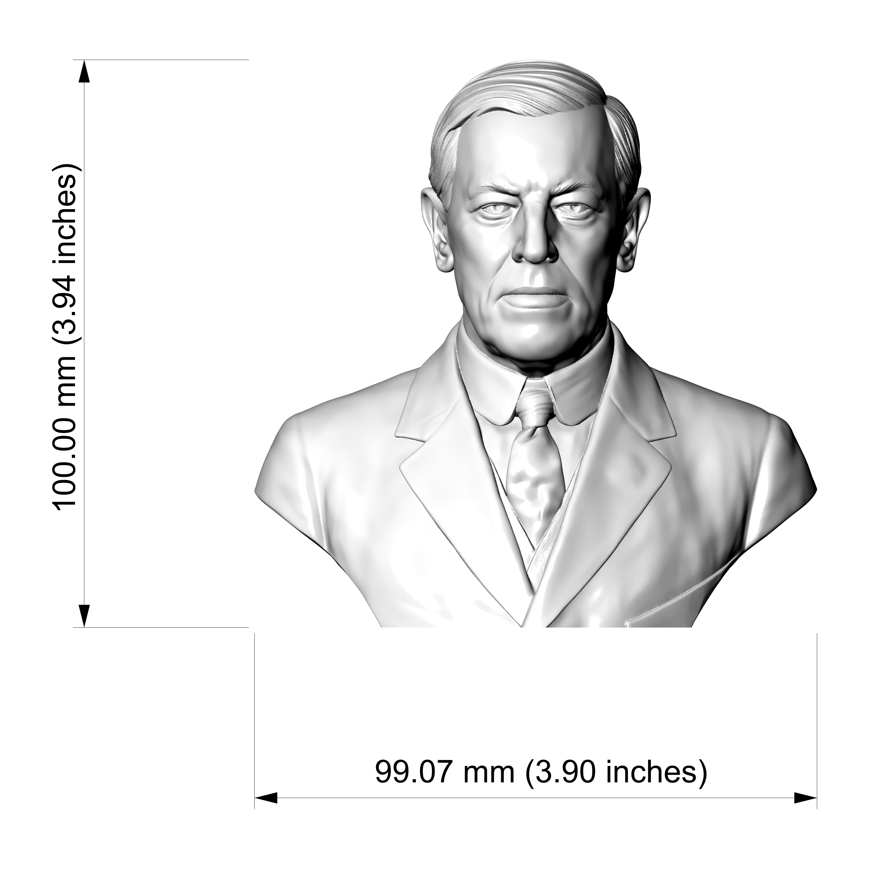Woodrow Wilson 3D Printable Bust 3D Model