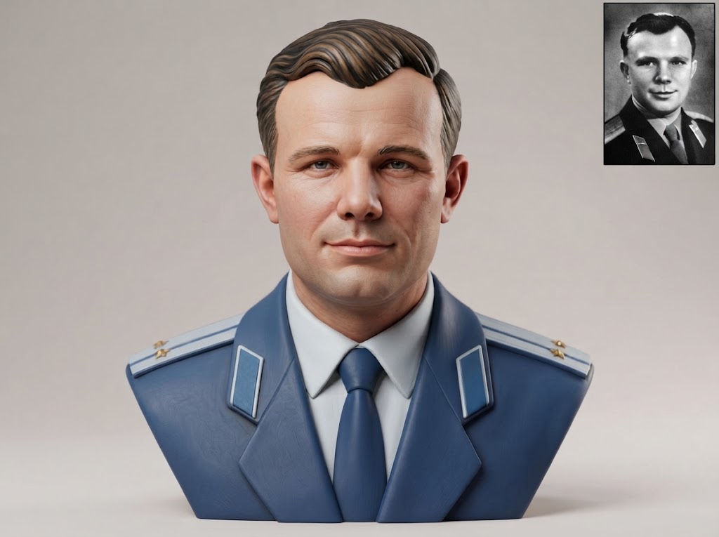 Yuri Gagarin Cosmonaut Bust 3D Model