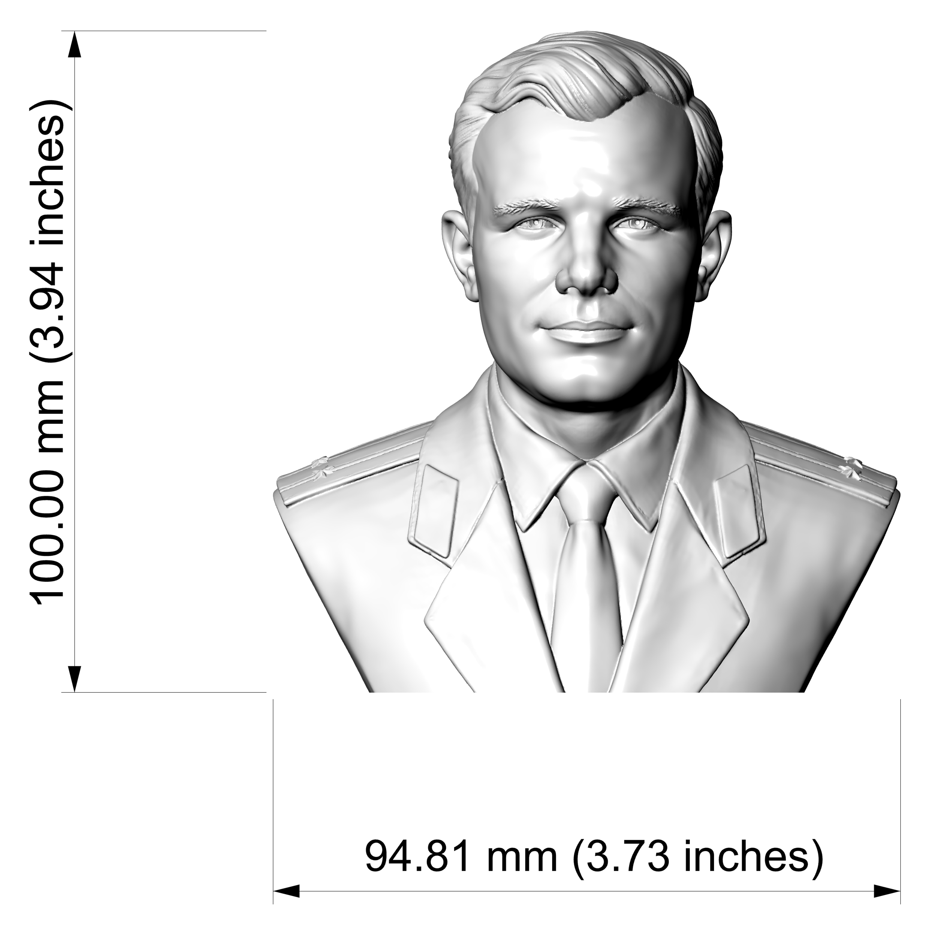 Yuri Gagarin Cosmonaut Bust 3D Model
