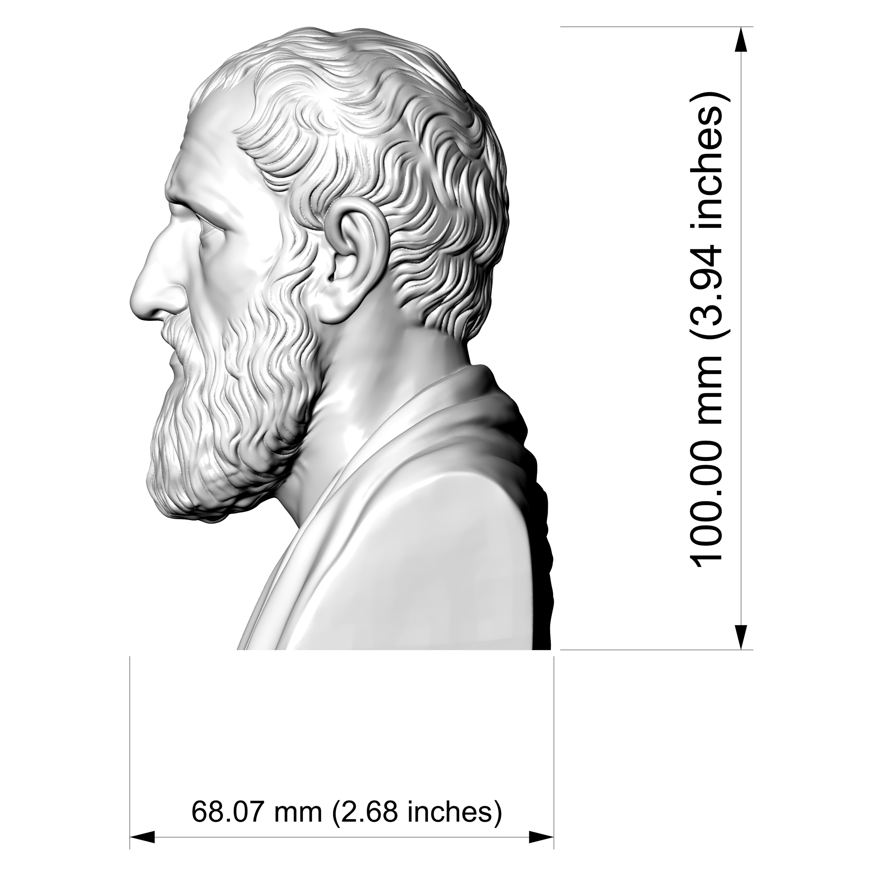 Zeno of Citium Stoic Philosopher Bust 3D Model